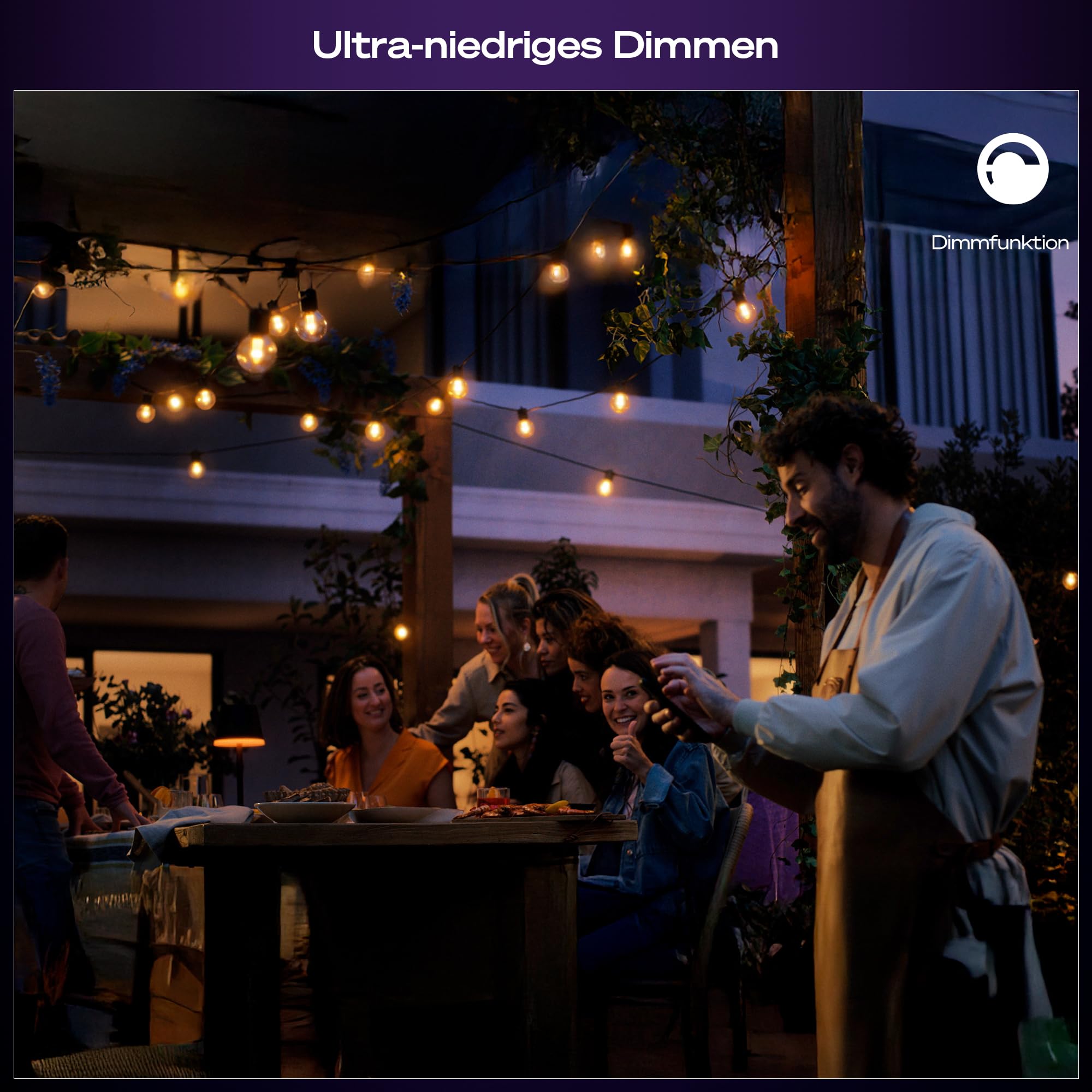 Philips Hue Festavia Globe Außenlichterkette, White & Color Ambiance, 14 M LED Lichterkette, 20 Lampenkugeln, dimmbare Gartenbeleuchtung funktioniert per Hue App, Alexa, Google Assistant, Apple Home