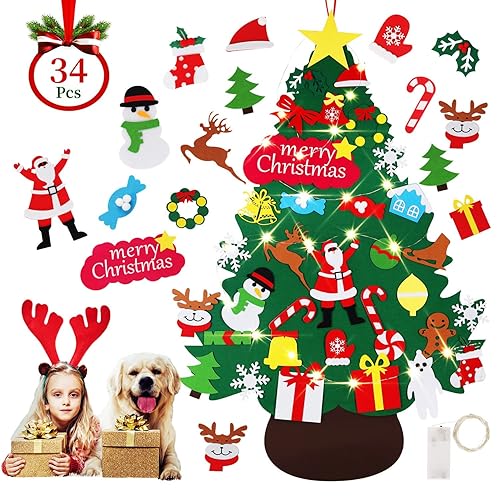 Immagine del prodotto Albero di Natale in Feltro per Bambini, 3.5 Ft DIY Albero Natale Feltro Con 34 Staccabili Ornamenti, per Regali Di Natale Party Decorazioni Da Parete Per Porte