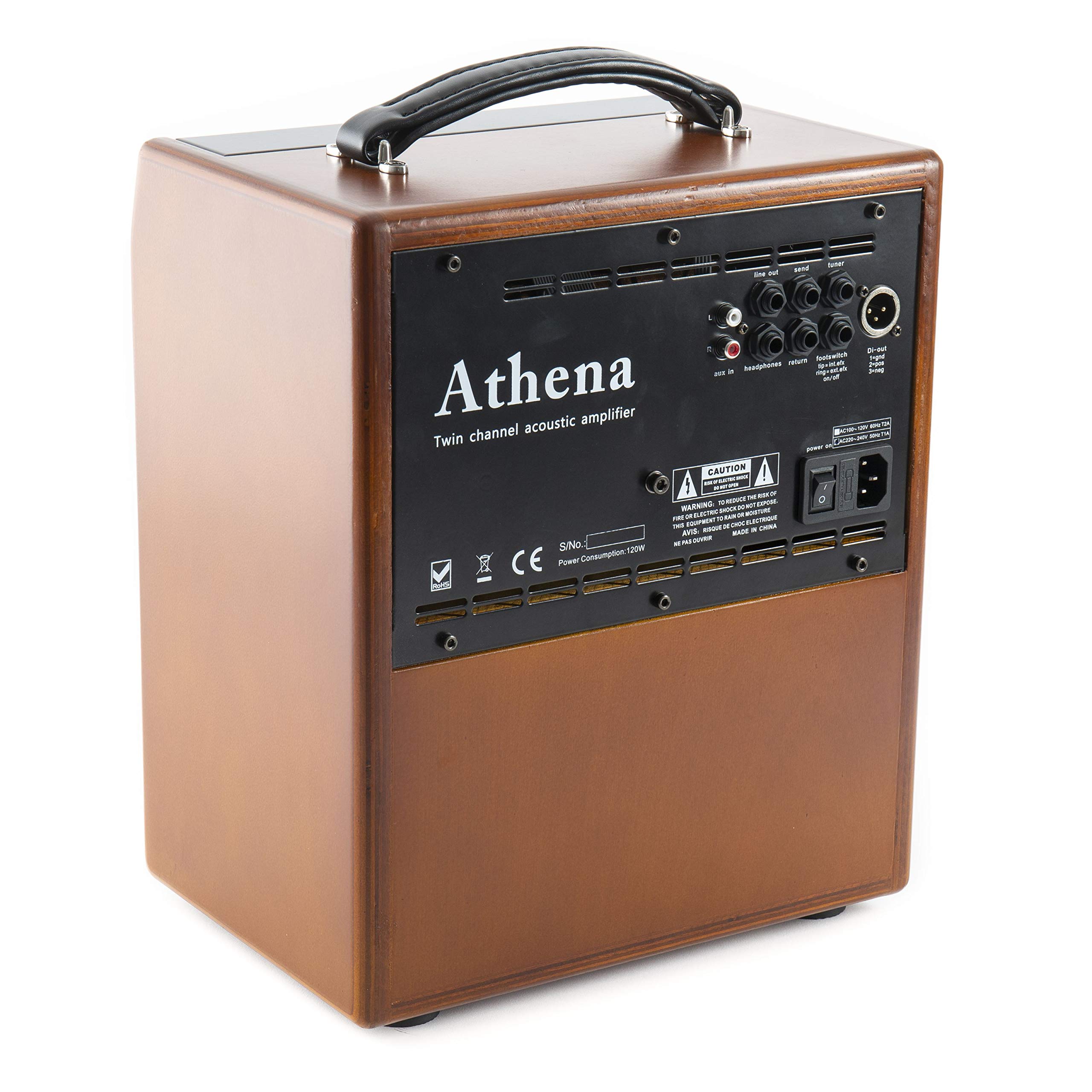 Fame Athena 50W Akustikgitarren-Verstärker, 2-Kanal Combo, Integrierte Effekte, 8" Lautsprecher, Reverb, Aux-Eingang, Recording-Ausgang, Geeignet für Gesang