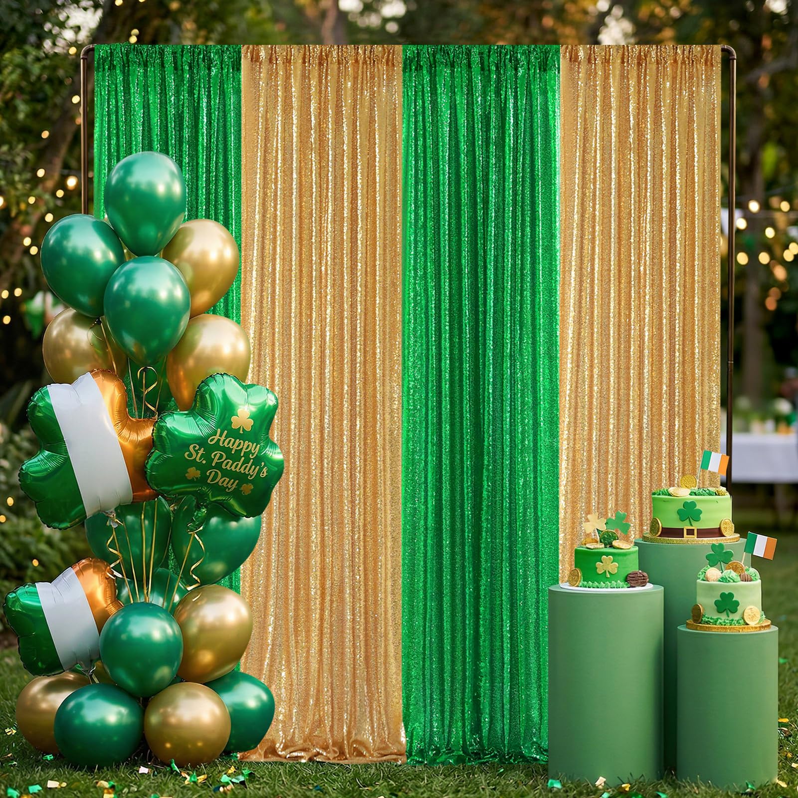 Gold Sequin Backdrop Curtain Panels Stage 2 Pieces 2FTx8FT Sheer Gold Curtains Backdrop Photo Backdrop Curtains for Wedding Birthday Party Background Drapes Christmas Decorations — Amazon image 6