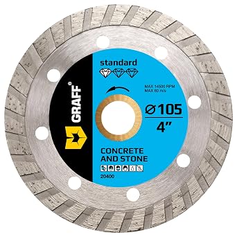 4 Inch Diamond Cutting Wheel for Angle Grinder Arbor 7/8"-5/8" Turbo Diamond Blade for Stone, Marble, Granite, Brick, Masonry, Concrete Diamond Saw Blades GRAFF