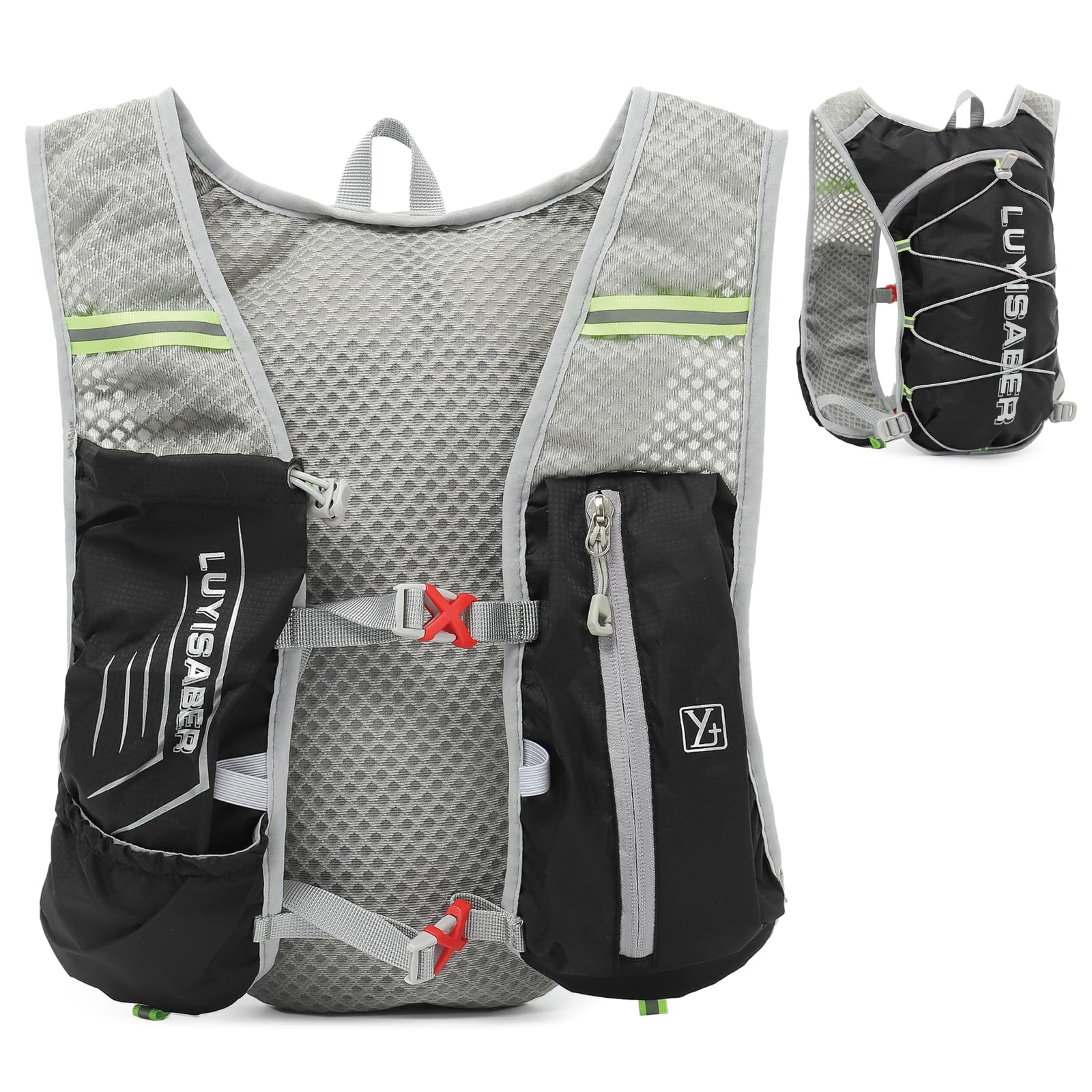 TRIWONDER Running Hydration Vest Backpack, 5L Lightweight Water Pack Men Women Hydration Backpack Ideal for Marathon Trail Hiking Cycling (Black - Vest Only, One Size)-image-9