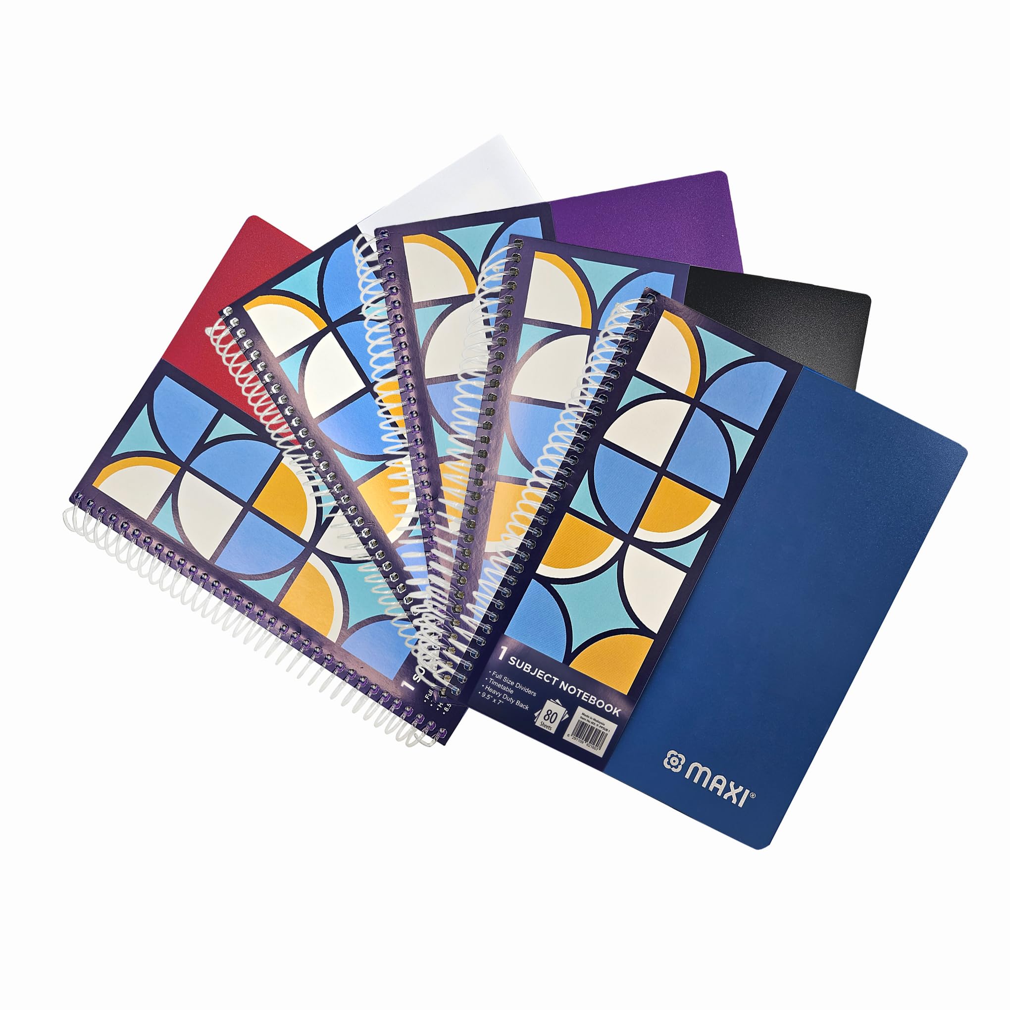Maxi Spiral Polypropylene 1 Subject Notebook 27.9 cmX21.6 cm 80 Sheets, Assorted, 11-Ppsub1
