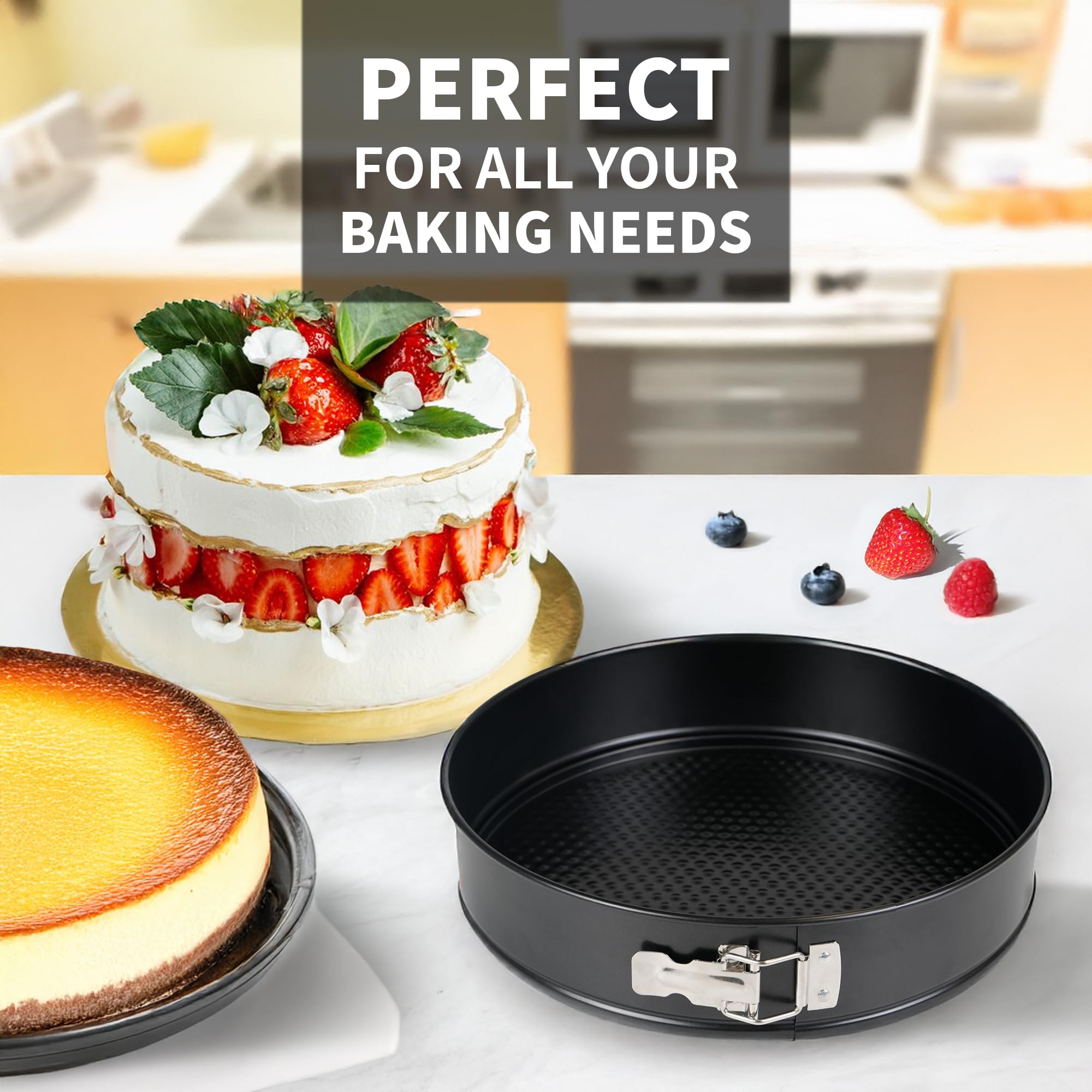 UWILLION Spring Form Cake Pans 12 Inch Springform Pan Nonstick Round Cheesecake Pan Carbon Steel Large Baking Mold Cake Tin for Christmas Birthday - Image 5