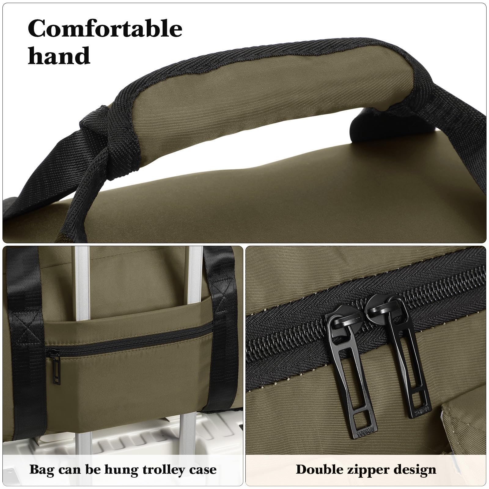 Große Damen Reisetasche aus Nylon mit Fächern und Trolleyhülse