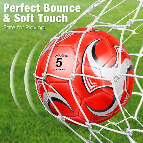 Miniatura 4 de Deekin 6 pelotas de fútbol con bomba, tamaño oficial 3, tamaño 4, tamaño 5, pelota de fútbol deportiva exterior, pelota cosida a máquina para