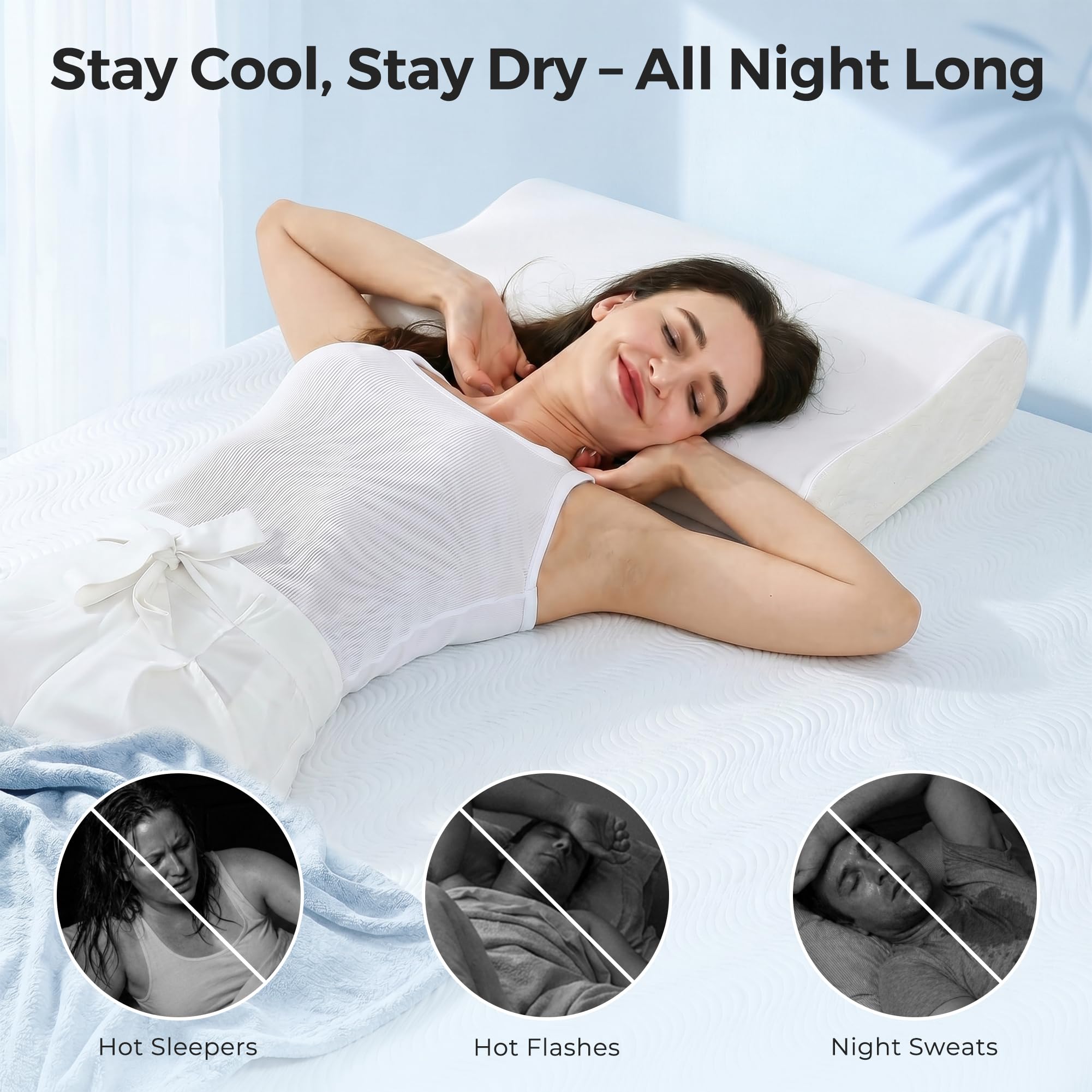 Elviros Ergonomisches Nackenstützkissen aus Memory Foam, Höhenverstellbares Sandwichkissen für Seiten- und Rückenschläfer, Kissen mit Abnehmbarem Atmungsaktivem Bezug, 60x35,5x13,5cm
