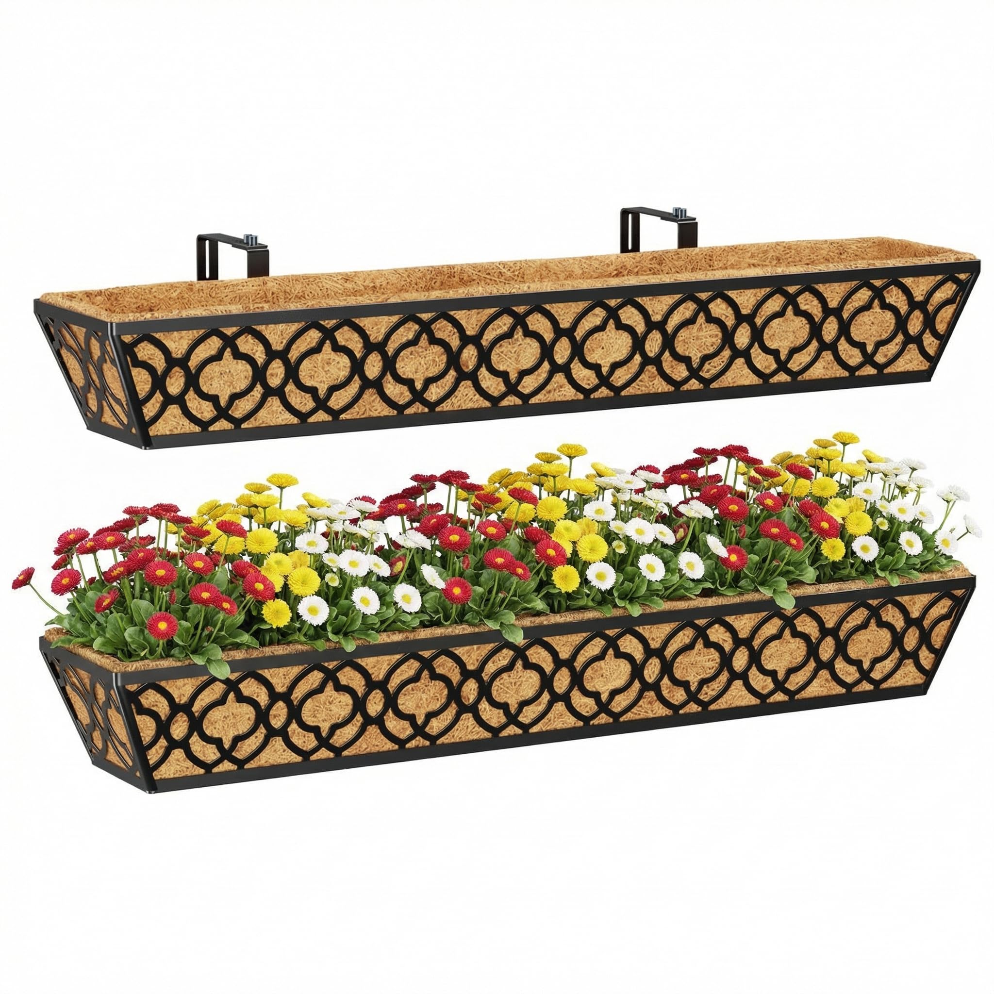 Y&M 36 Inch Deck Railing Planter Set