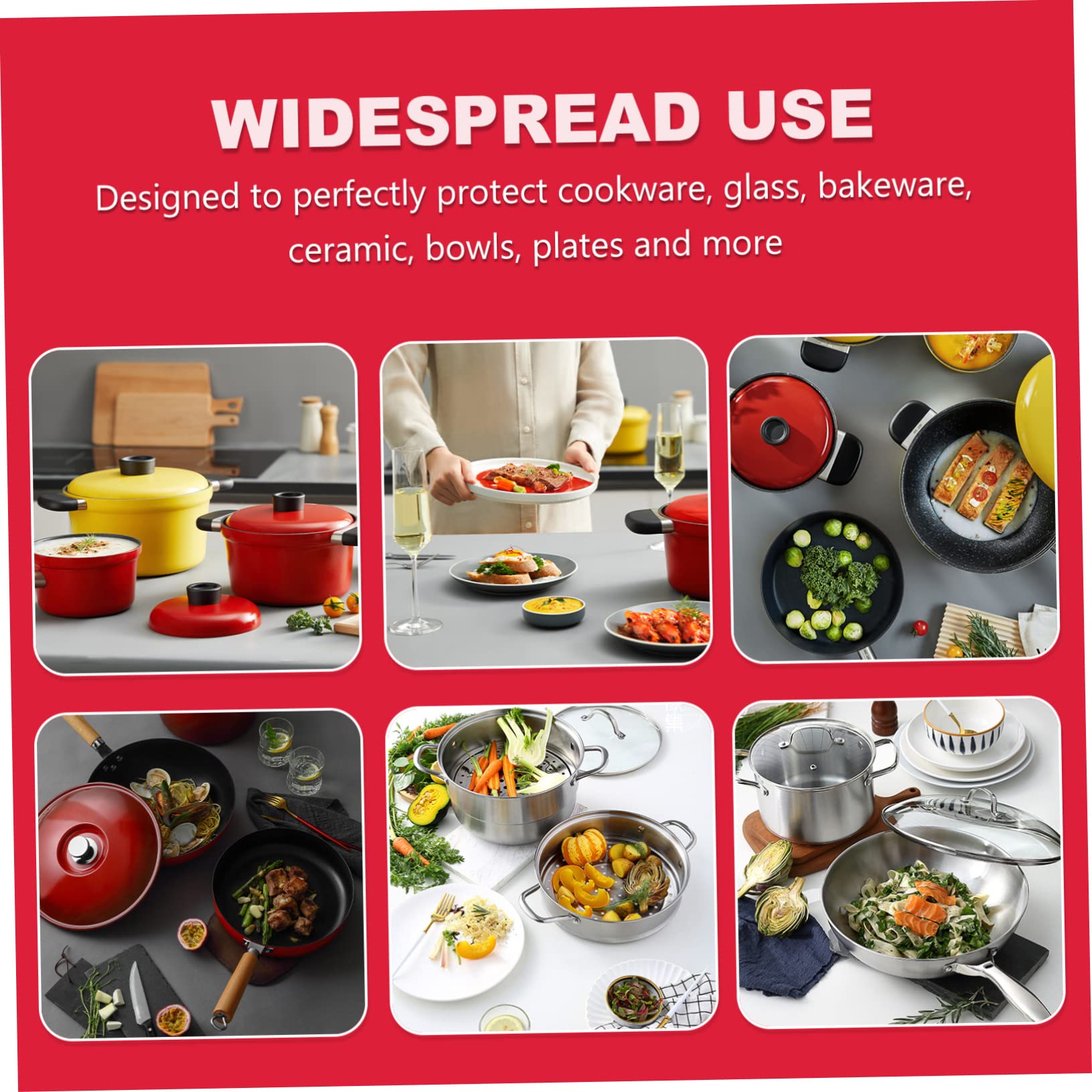 Protectores de Sartenes 12 Piezas de Tejido No Tejido Rojo | Antiadherentes, para Cocina y Traslado, Ayuda a Evitar Golpes y Desconchados, Formato Moderno