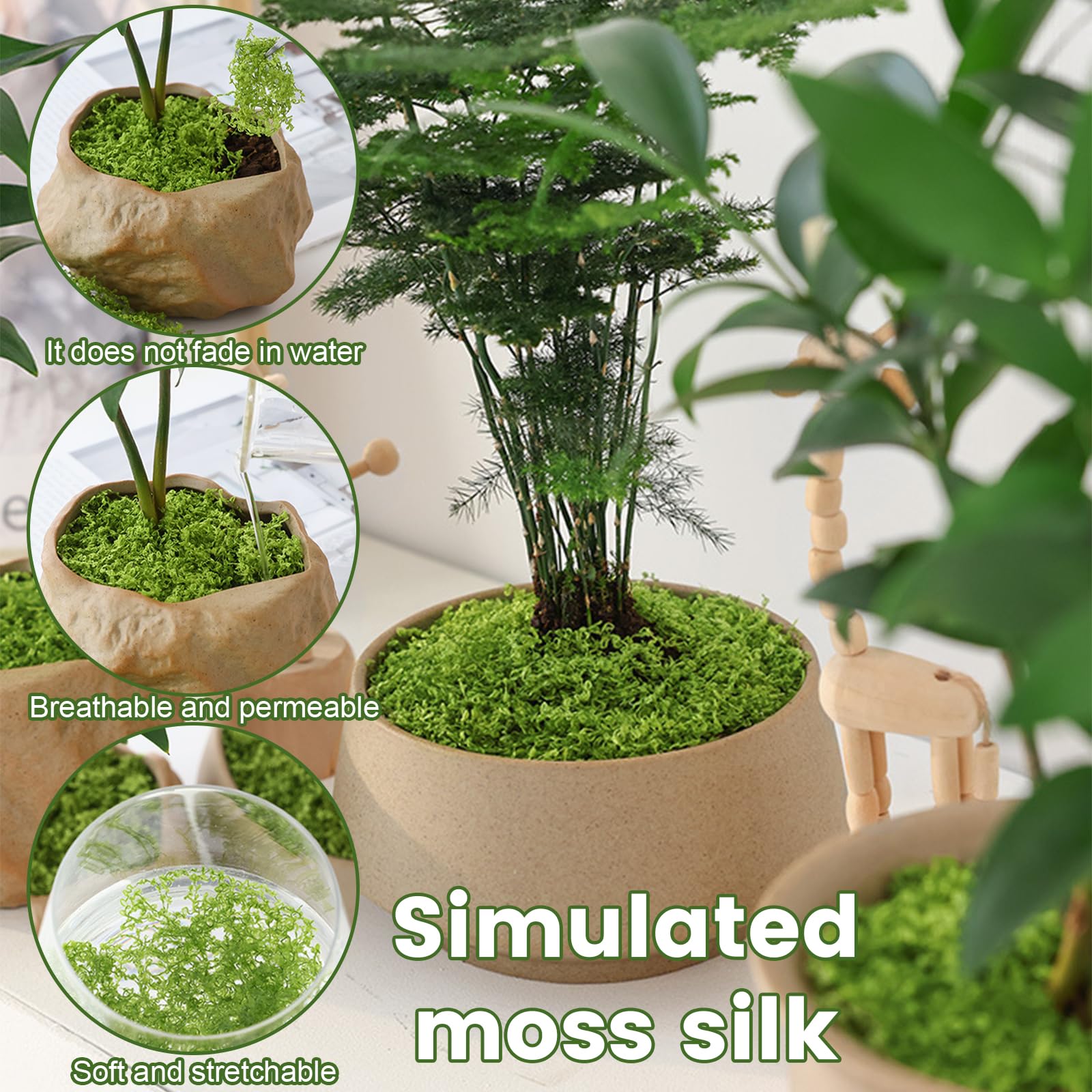 Muschio Finto per Decorazioni 100g, Muschio Stabilizzato Nylon, Artificiale Muschio Sintetico per Acquario Modellismo Terrario Casa Decori