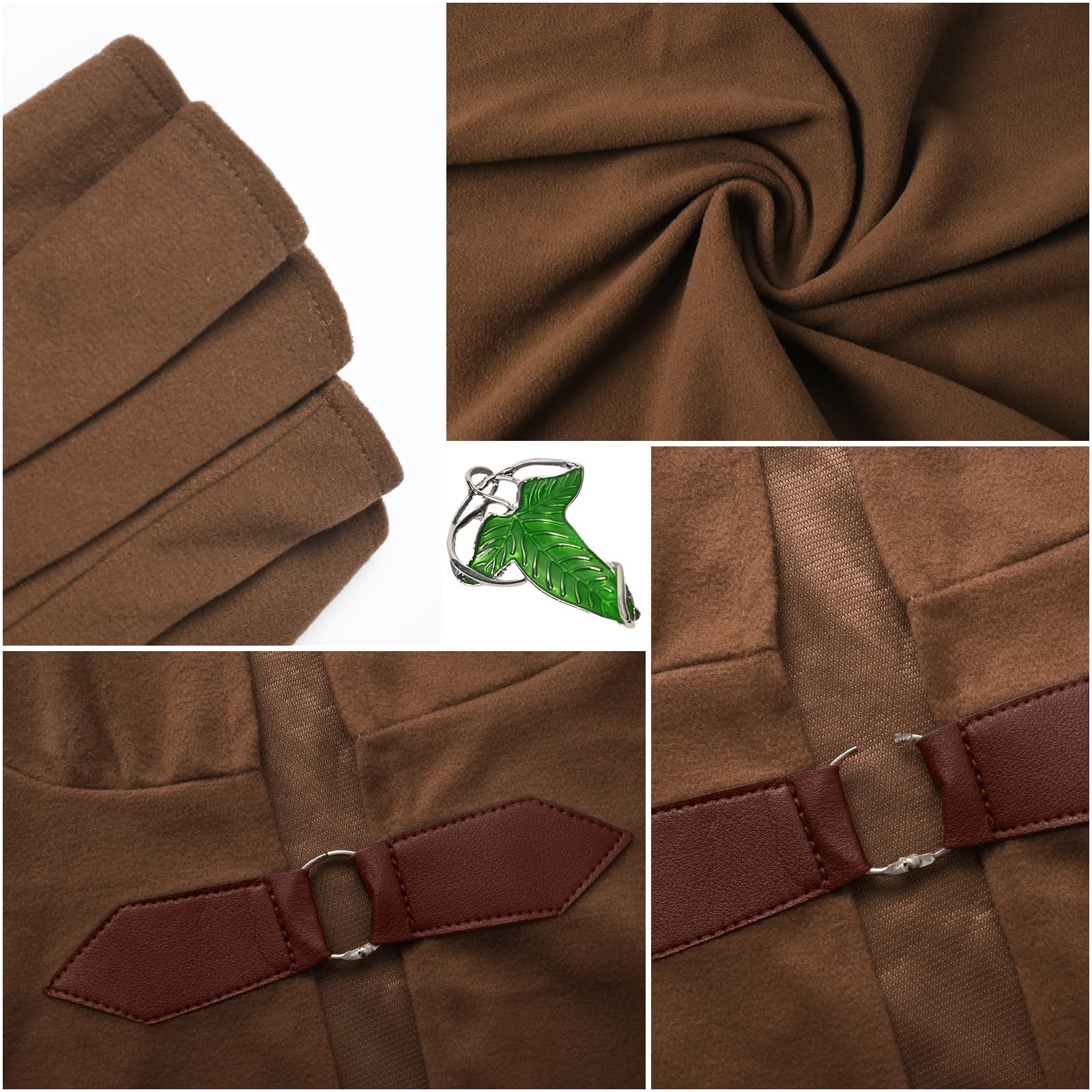 Renaissance Cappotto con cappuccio con foglia verde elvi, abbigliamento medievale, unisex, per Halloween, con cappuccio medievale