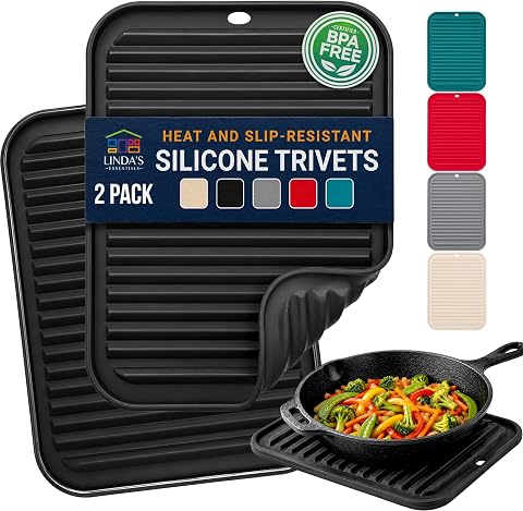 Silicone Trivets for Hot Dishes, Pots, Pans (2 Pack) - He...