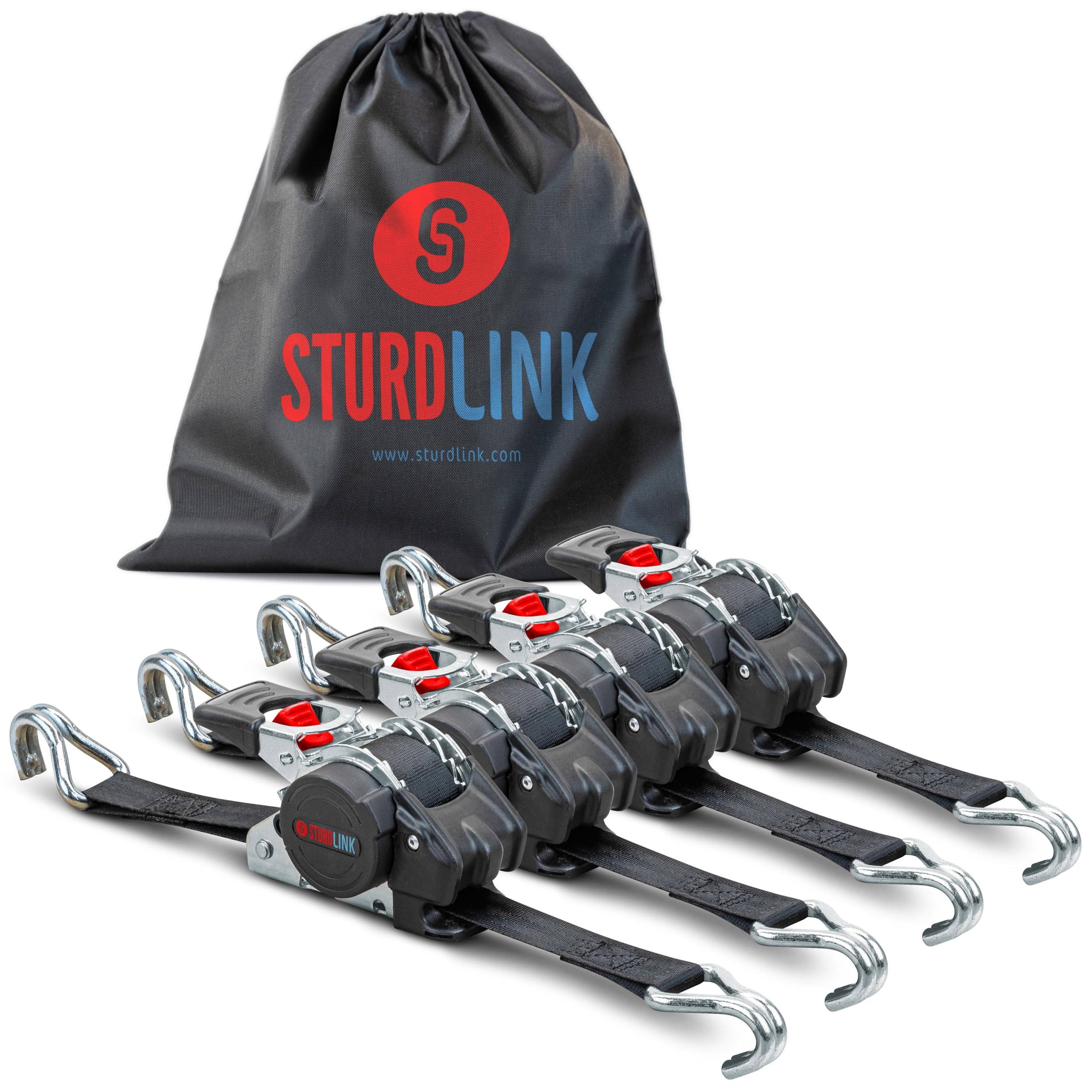 Automatische Spanbanden met S-haken 50mm 3m x2 LC 750daN/1500daN in U | Sjorbanden met Automatische Oprolmechanisme | Ideale Bevestiging voor Aanhanger Motorfiets Quad Auto | EN 12195-2 Sturdlink