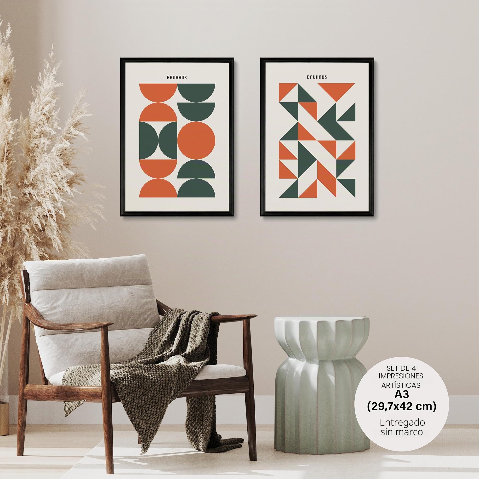 Studio Moien Set de carteles Bauhaus (verde y naranja)
