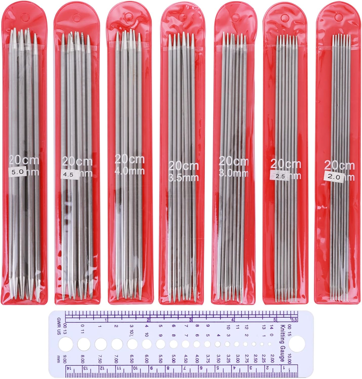 50Pcs Double Pointed Knitting Needles Set 20cm Short Double Ended