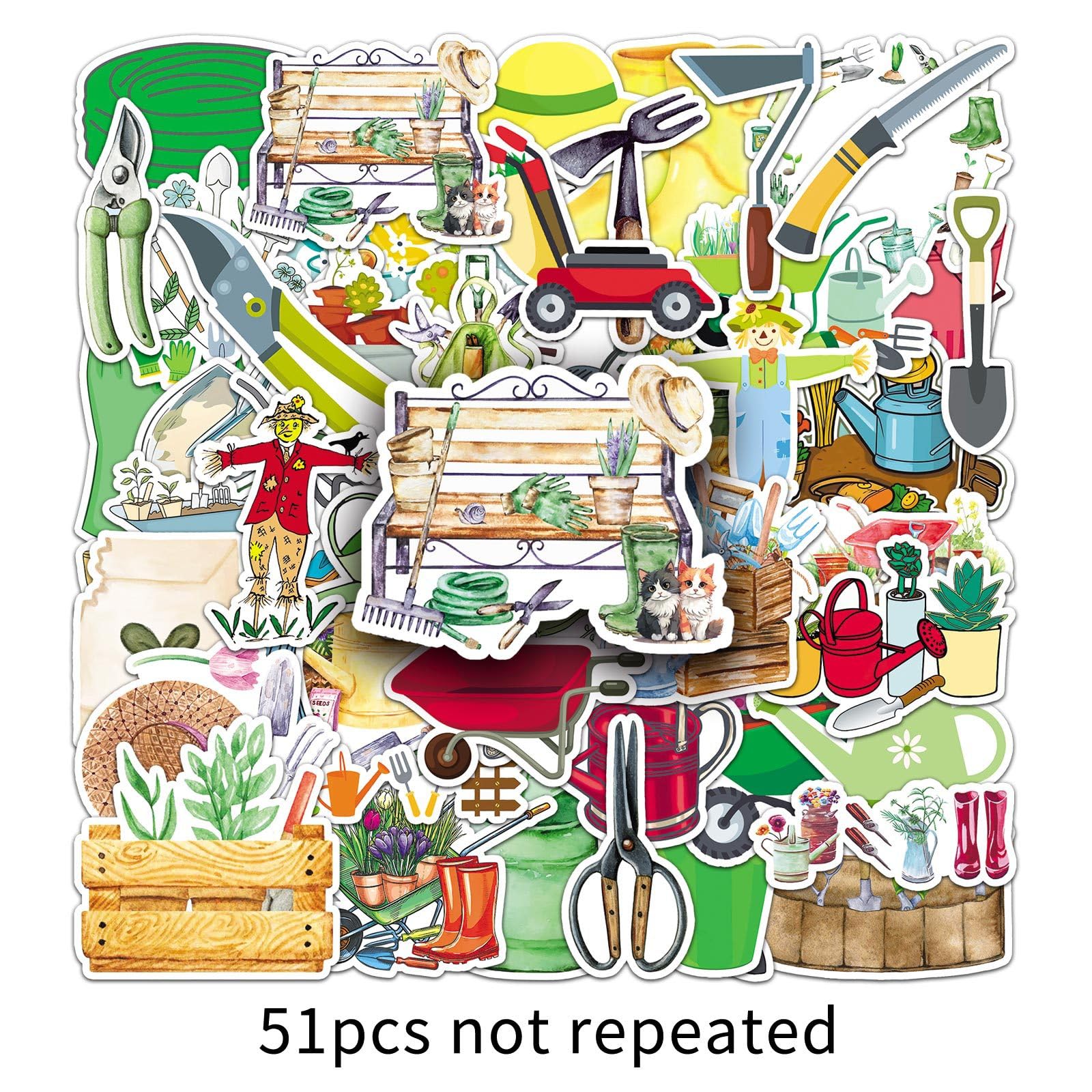50 Pcs Gardening Vinyl Stickers,Gardening Graffiti Stickers,Vinyl Waterproof Sticker for Kids Teens Girls,for Phone Laptop Bottles Skateboard Computer Phone Luggage Guitar Gifts Sticker - Image 3
