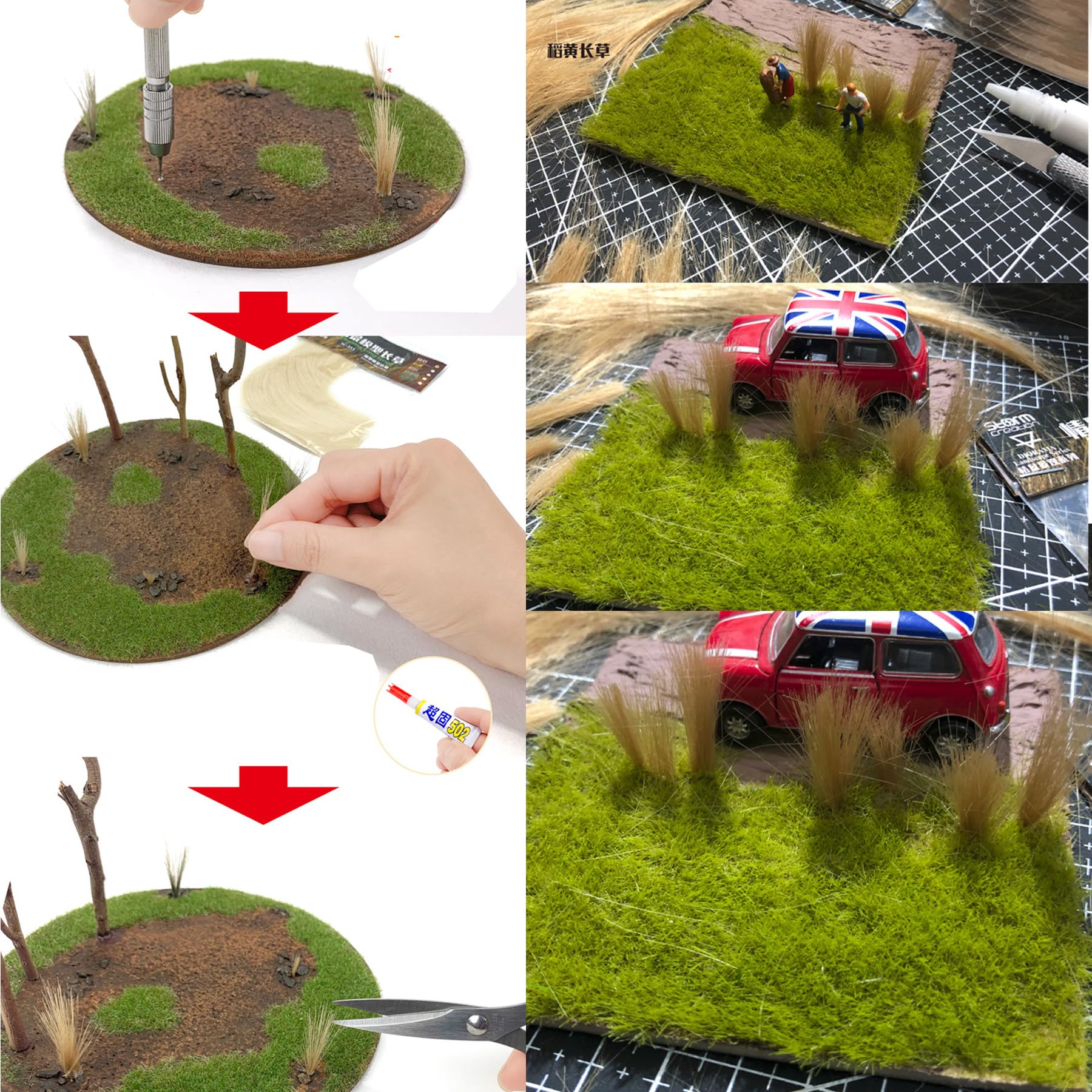 Touffes D’Herbe Statique Cayway – Herbe Verte Pour Modélisme, Diorama, Jardin Miniature Et Architecture – Accessoire Réaliste