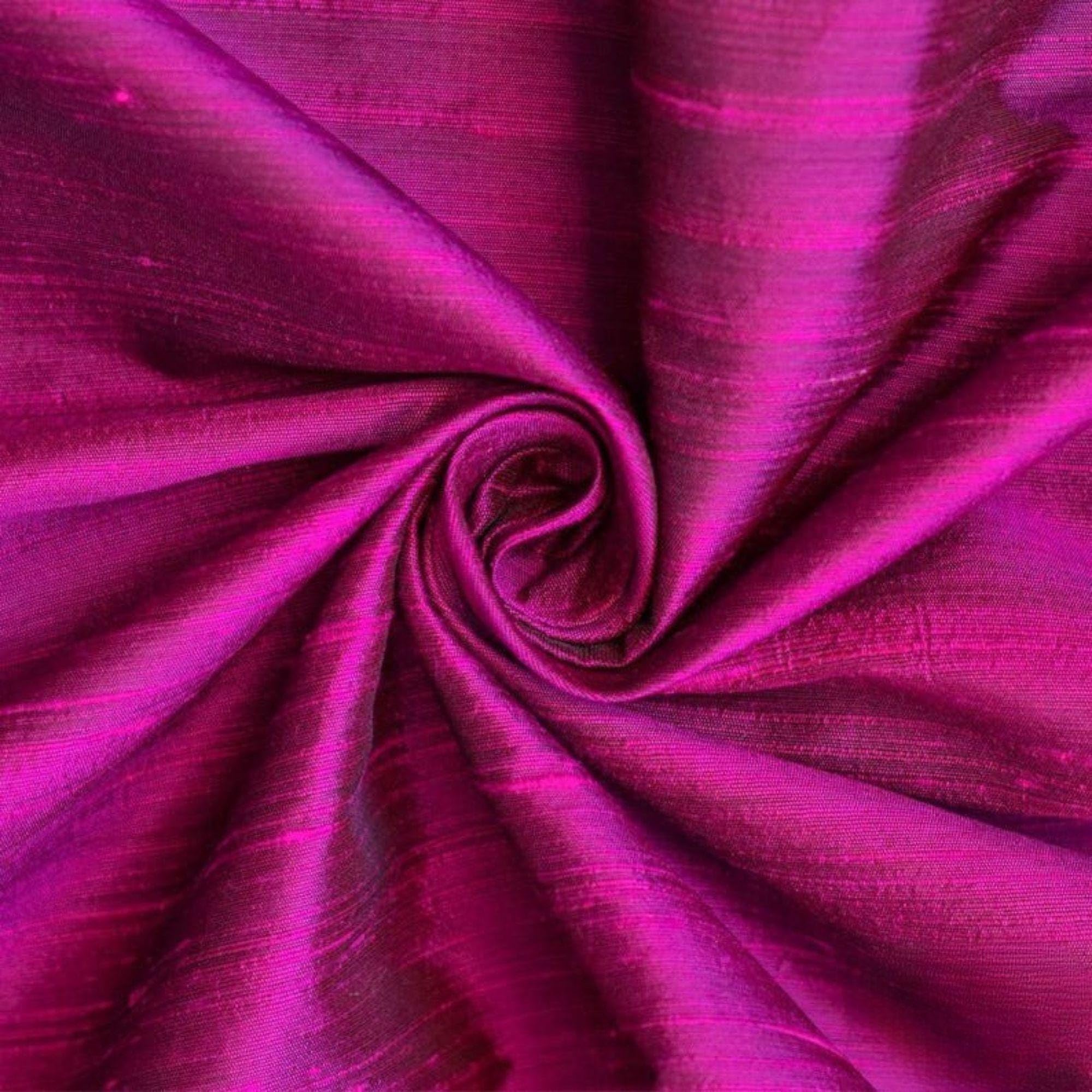 Fabric Mart Direct Dark Fuchsia Pink Silk Dupioni Fabric By The Metre, 1 Metre 104 cm Width Slubbed Dupioni Silk Solid Color Pink Wholesale Combination Upholstery Fabric for Curtains Bridal Dress โ image 1