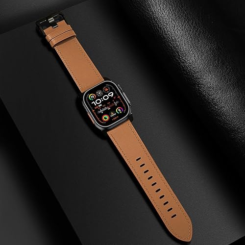 Vista 117 de UUPWPOKT Correa de cuero compatible con Apple Watch Ultra 3/2/1 Band de 1.929 in, 1.811 in, 1.772 in, 1.732 in, 1.654 in, correa de cuero genuino