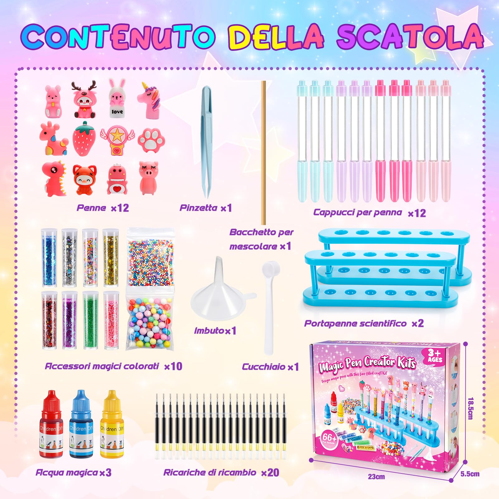 Laboratorio Delle Penne, Fabbrica delle Penne 66+ Pezzi Regalo Bambina 5-12 Anni, Creativi Giochi Bambina 5-12 Anni Cancelleria Bambina Regali Personalizzati Lavoretti Creativi per Bambini Set