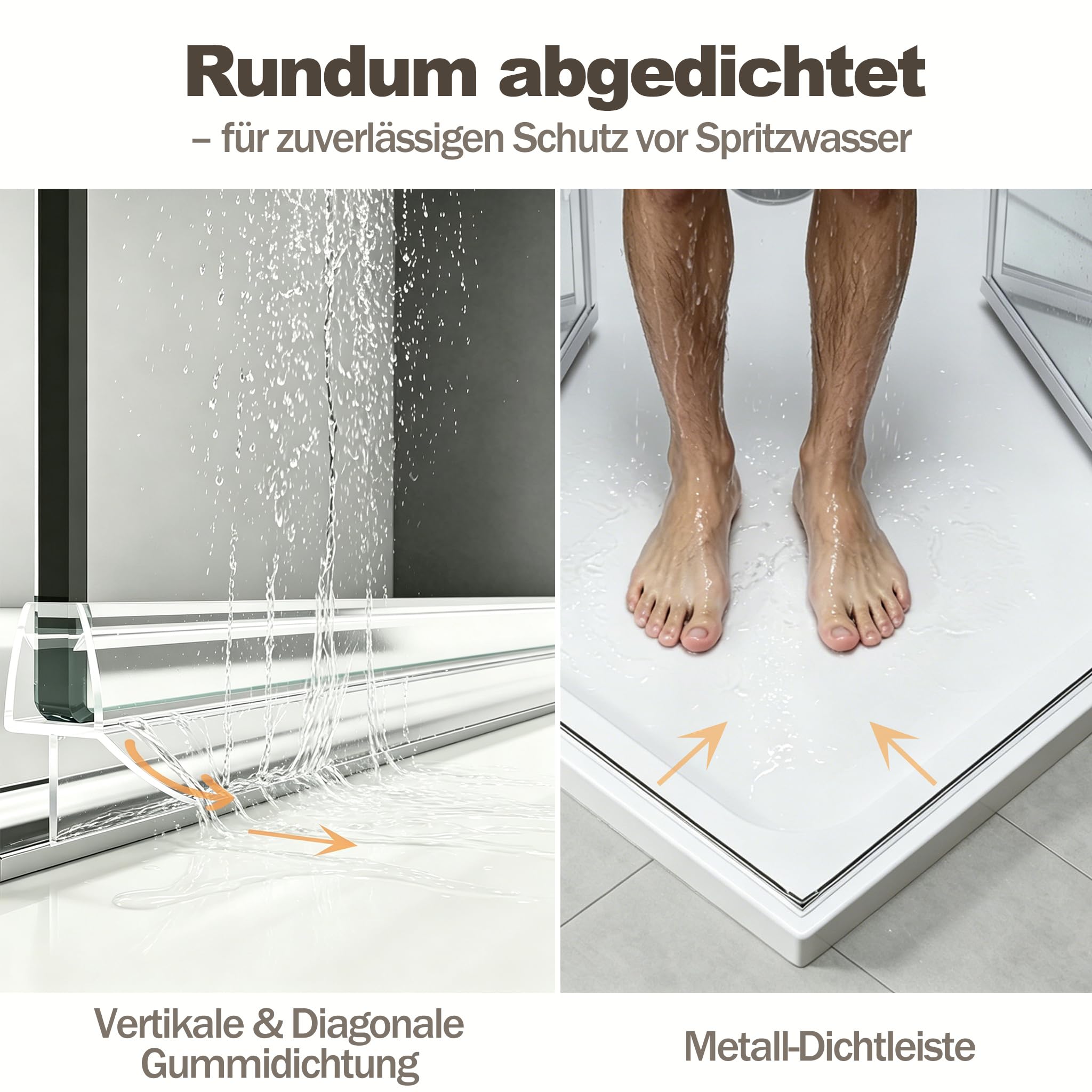 Duschkabine Falttür 90x90 cm Eckeinstieg, 185cm Höhe, mit doppelten faltbaren Duschtüren aus 6 mm ESG-Glas für Dusche, 180º Duschabtrennung Faltbar, ohne Duschtasse