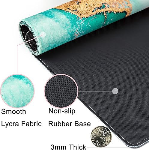 Vista 57 de Alfombrilla de escritorio, alfombrilla grande para mouse de 35 x 15.6 pulgadas, XXL extendida para juegos, con base antideslizante, alfombrilla