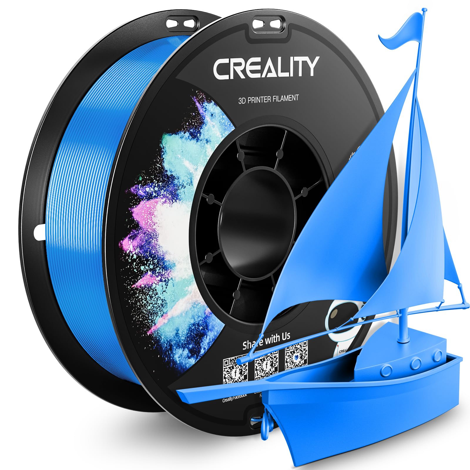 CREALITY PETG Filament 1.75mm 3D Printer Filament, 1kg (2.2lb) Neatly Wound Spool, Dimensional Accuracy ±0.03mm, 2024 Latest Batch, Fit for Ender, Bambu Lab, Anycubic,ELEGOO FDM Printers, Digital Blue