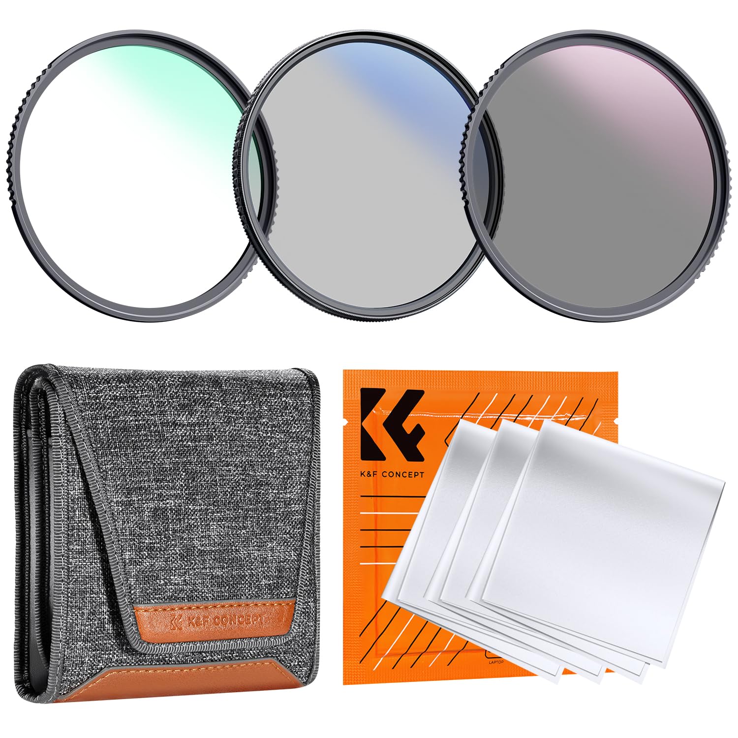 K&F CONCEPT 95mm Filterset MC UV Filter+ Polfilter (CPL)+ Graufilter mit Fester Dichte(ND4)（Nano-Klear Serie）