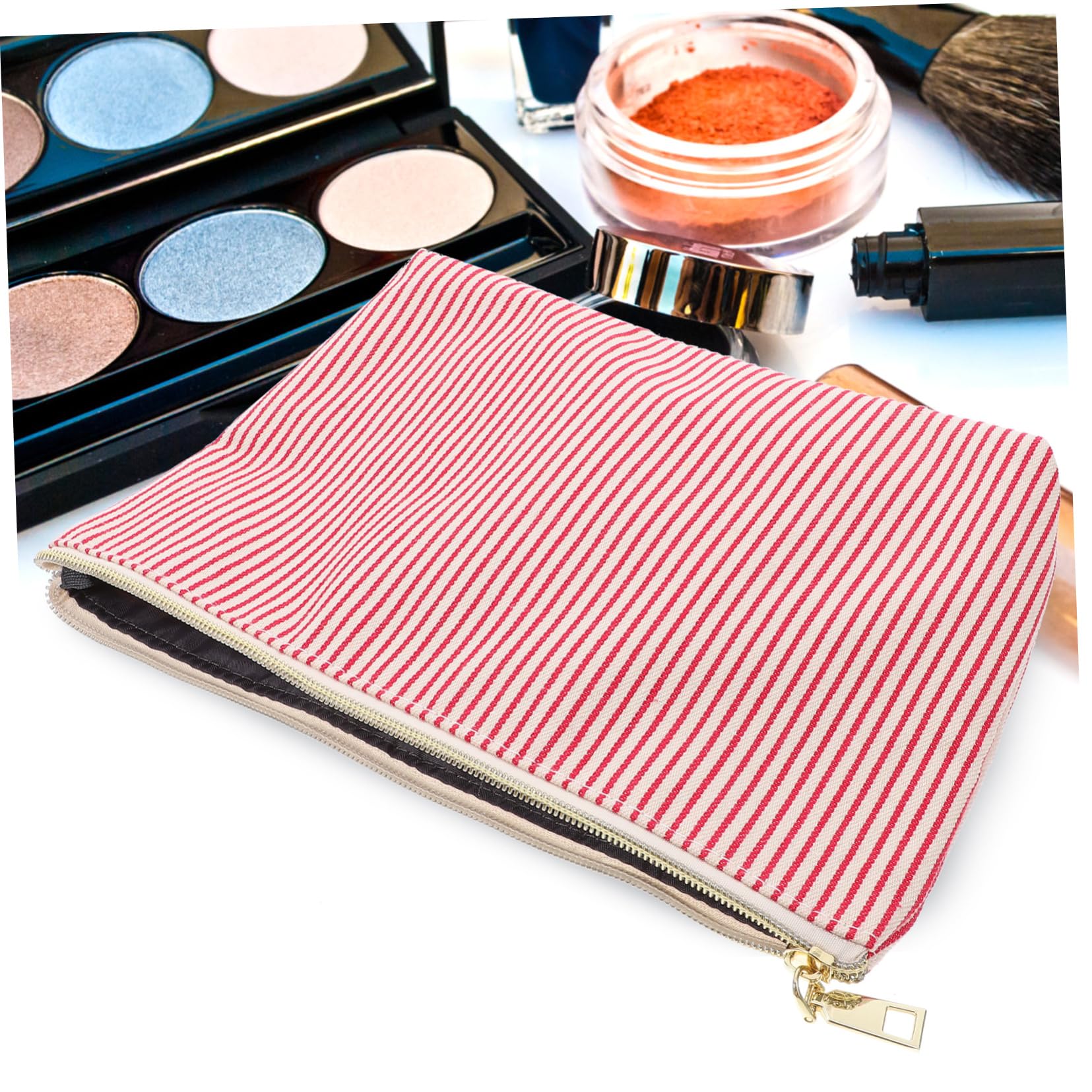 FRCOLOR 10stücke Kosmetiktasche Große Kapazität Reise-Organizer Für Make-up Und Toilettenartikel Praktisches Aufbewahrungs-Accessoire Für Unterwegs Gestreift