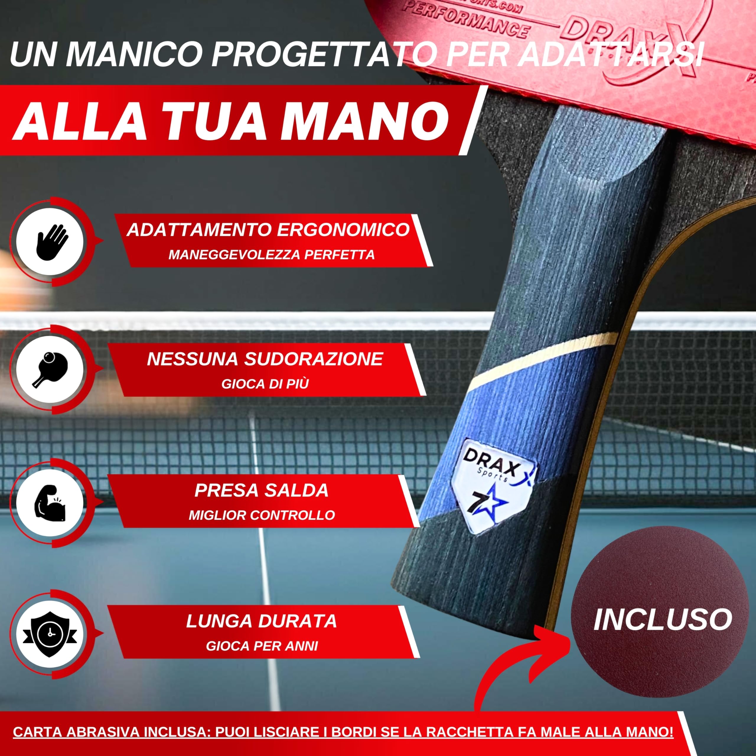 Racchette da ping pong Carbon Series | Intermedio - avanzato | Principiante e professionista | Custodia protettiva rinforzata | Allenamento e competizione