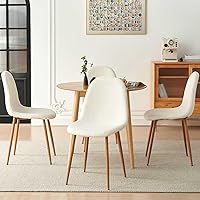 Vista 7 de Dining Kitchen Chairs Set of 4, Modern Upholstered Living Room Chairs White Comfortable Teddy Fabric Bedroom Chairs, Space Saving Dining Side Chairs