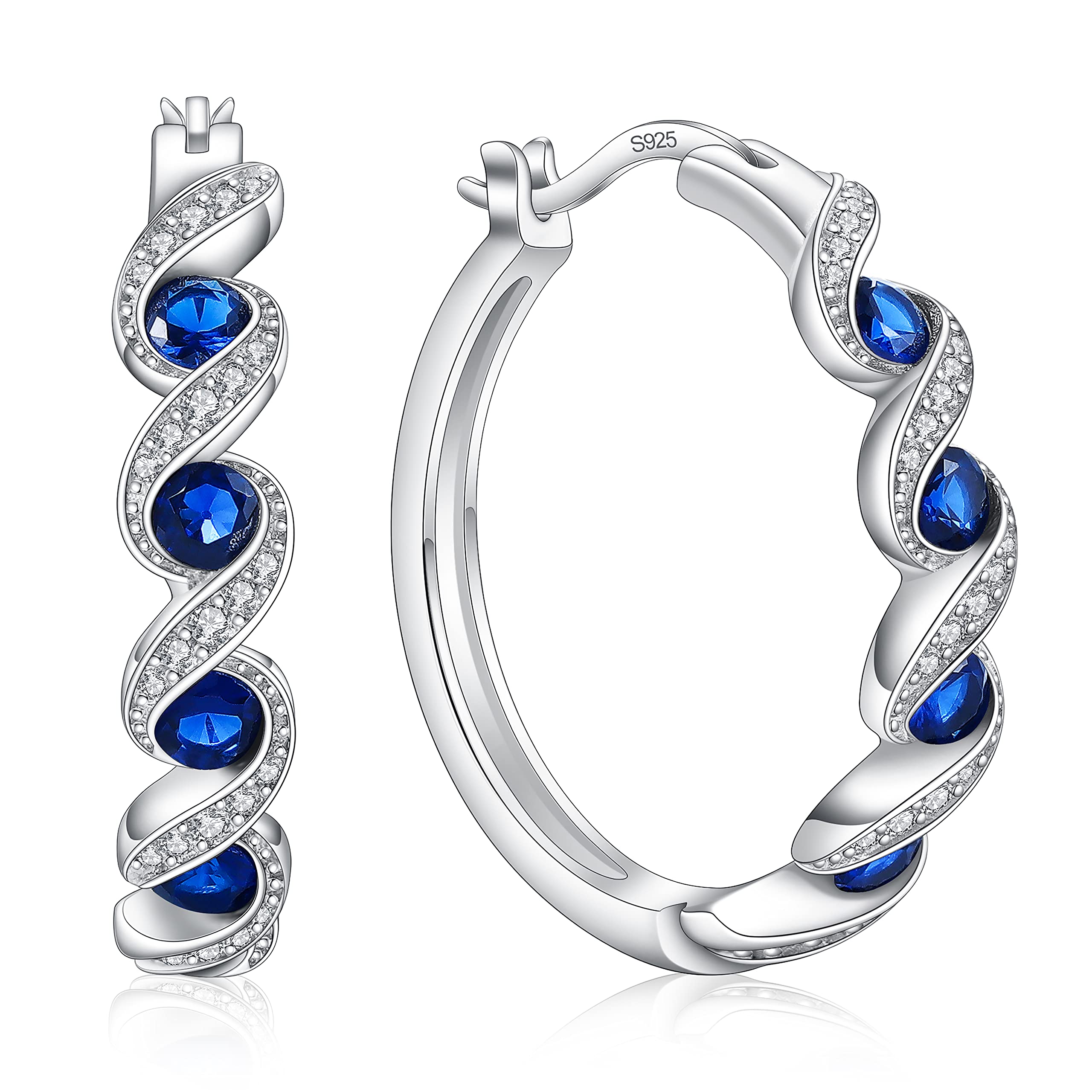 Sterling Silver Earrings, 925 Sterling Silver Hoop Earrings for Women Cubic Zirconia White Gold Plated Hypoallergenic Silver Earrings for Women Trendy Graduation Birthday Party Jewelry Gifts