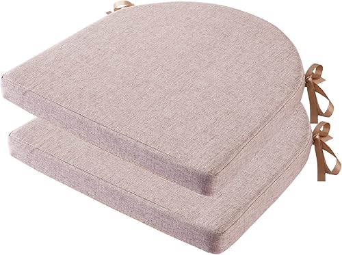 Miniatura 1 de Juego de 2 cojines para sillas de comedor de 18 x 18 pulgadas con lazos, antideslizantes, lavables, con cremallera, cojines de asiento redondos para