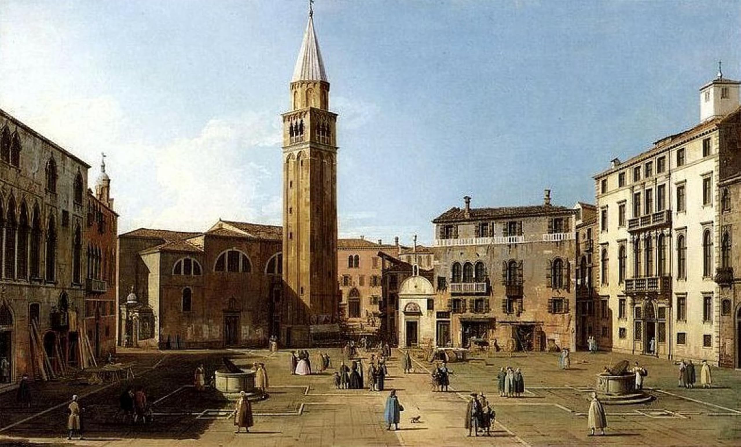 SERENDIPITP Vintage Picture Print on Canvas Wall Art Poster Campo SantAngelo a Venezia by Antonio Canal Artwork Print Poster for Wall Decor 60x90cm