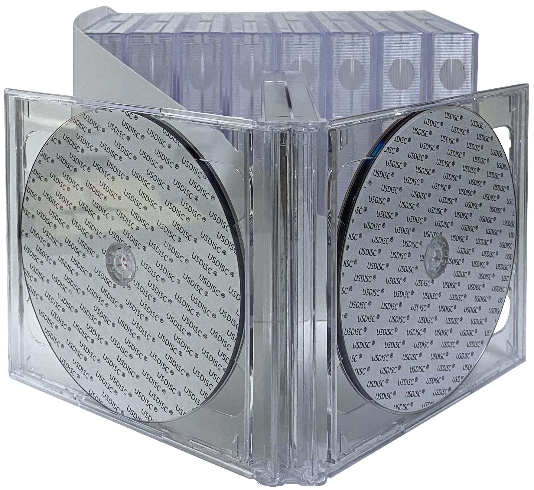 USDISC Estuche para CD Jewel Cases Chubby 24 mm, Sextuple 6 Disc, transparente, paquete de 25