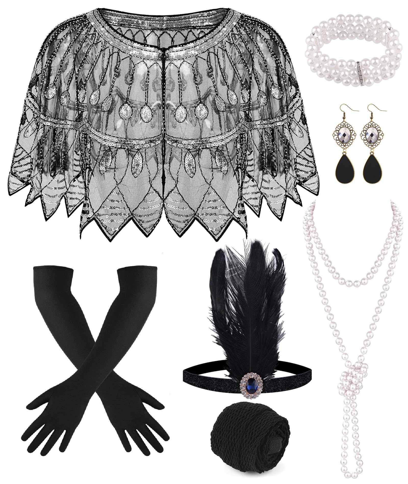 Accesorios 1920s Flapper kit de complementos de fiesta para evitar roces y alergias 7