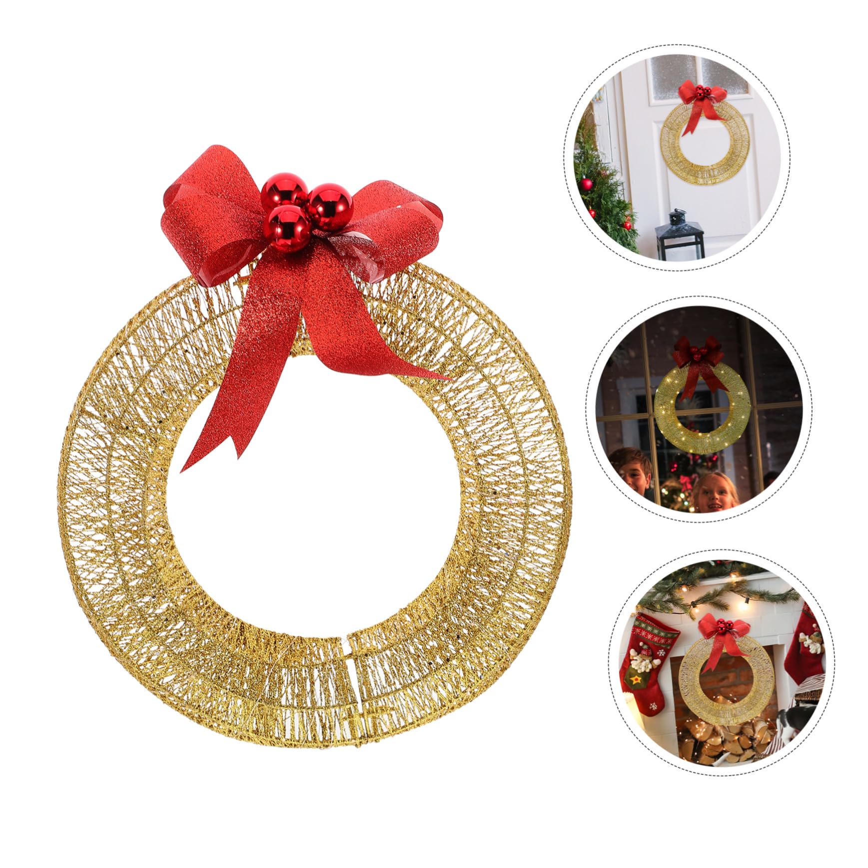 Navideña Metálica Luces LED Cálidas Guirnalda Decorativa Iluminada para Interiores y Exteriores Adorno Colgante para Puerta y Fiesta