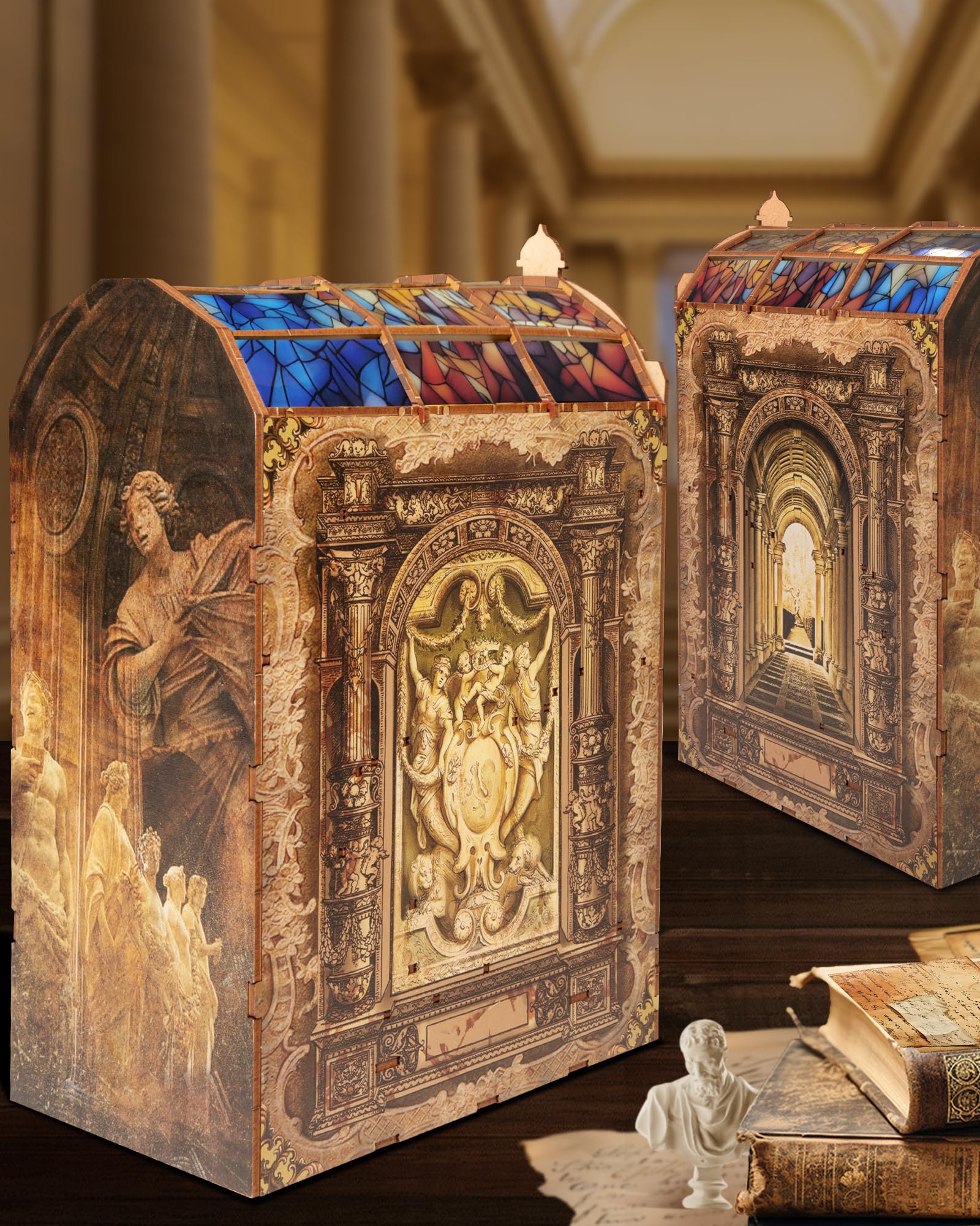 Quanquer DIY Book Nook con protección contra el Polvo y luz LED 3D de Madera Booknook, Rompecabezas de Madera 3D Booknok Navidad Halloween cumpleaños Ideas para 14 años (museos)