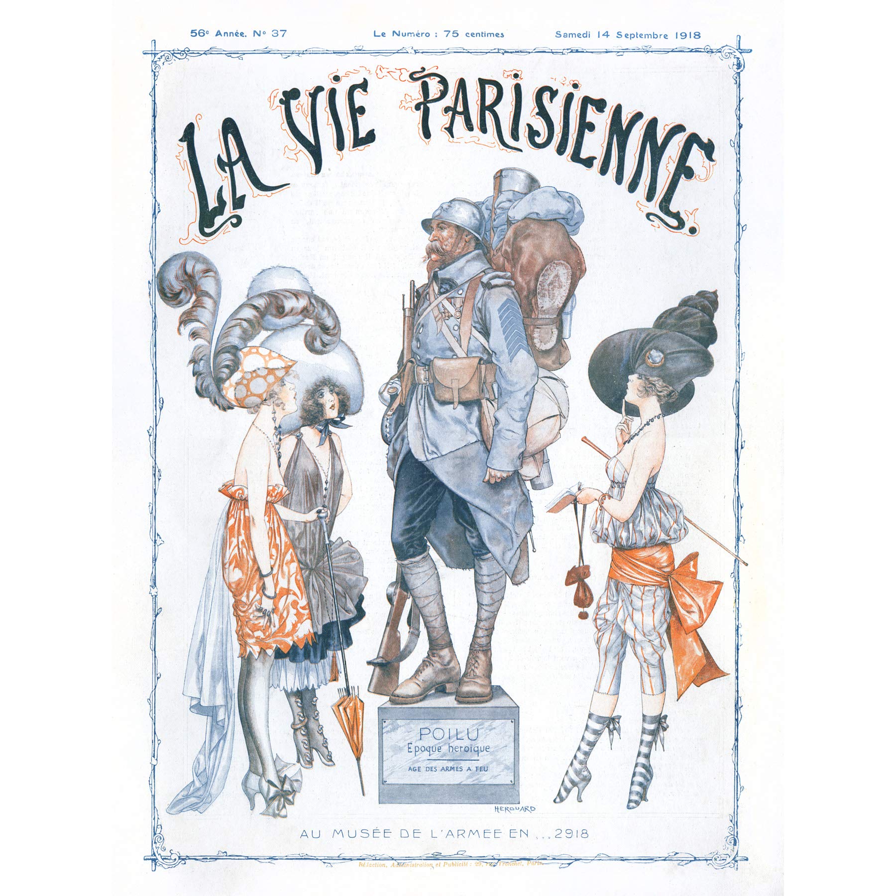 La Vie Parisienne Army Museum Poilu Magazine Cover Large Wall Art Poster Print Thick Paper 18X24 Inch
