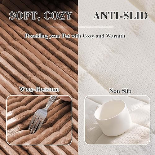 Miniatura 4 de Funda mullida para sofá para mascotas, lavable, antideslizante, lavable para sofás y protector de sofá para mascotas (marrón oscuro, 27.6 x 59