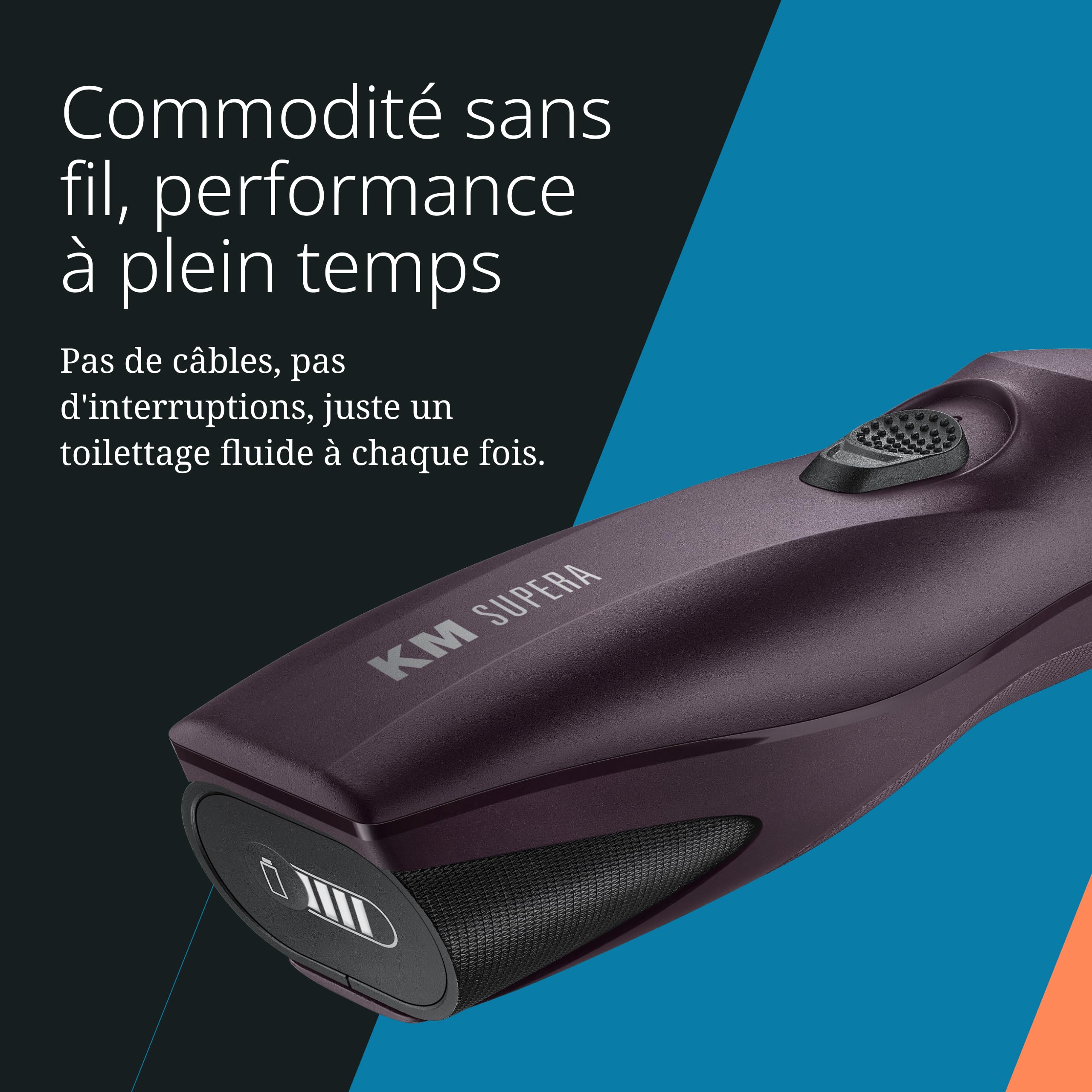 Wahl KM Supera, Tondeuse Sans Fil pour Animaux, Ergonomique | Tondeuse Sans Fil pour Animaux, 2 Batteries Interchangeables, 3000 et 3700 tr/min, Moteur Sans Balais, Légère et Silencieuse