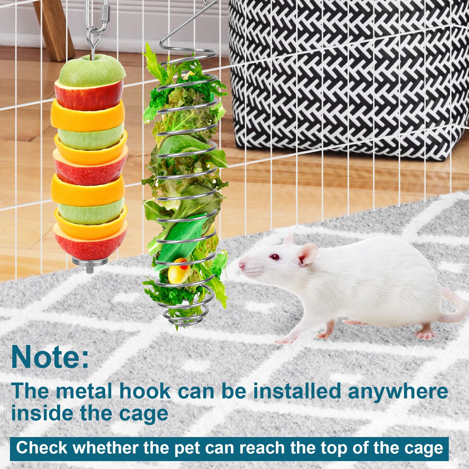 2pcs Rat Enrichment Toys, Premium Stainless Steel Bird Treat Skewer Food Holder Hanging Slow Feeder for Fruits Vegetables Ideal Cage Accessories Mouse & Bird Rodent Foraging Puzzle Toy(Silver) - image 6