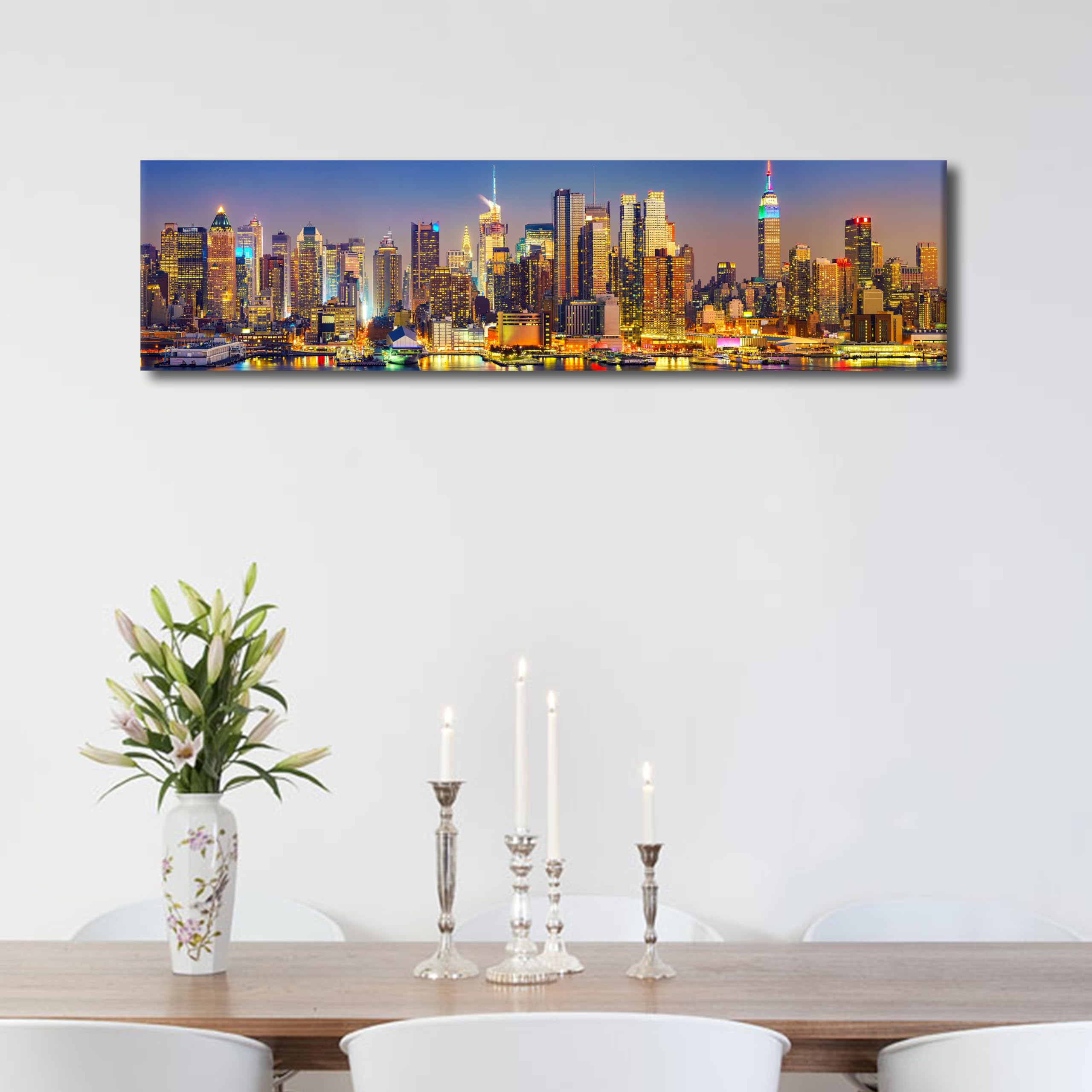 1 Panel Wall Paintings for Living Room View on Manhattan at night, New York - Image 3