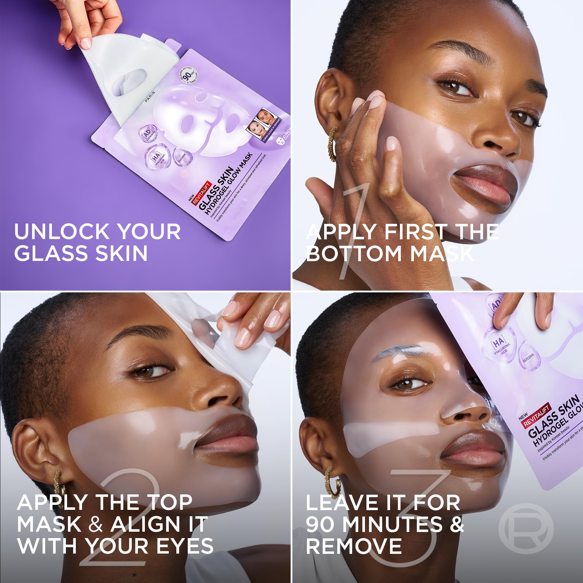 L'Oréal Paris Revitalift Filler Glass Skin, Rozświetlająco-Nawilżająca Maska Hydrożelowa