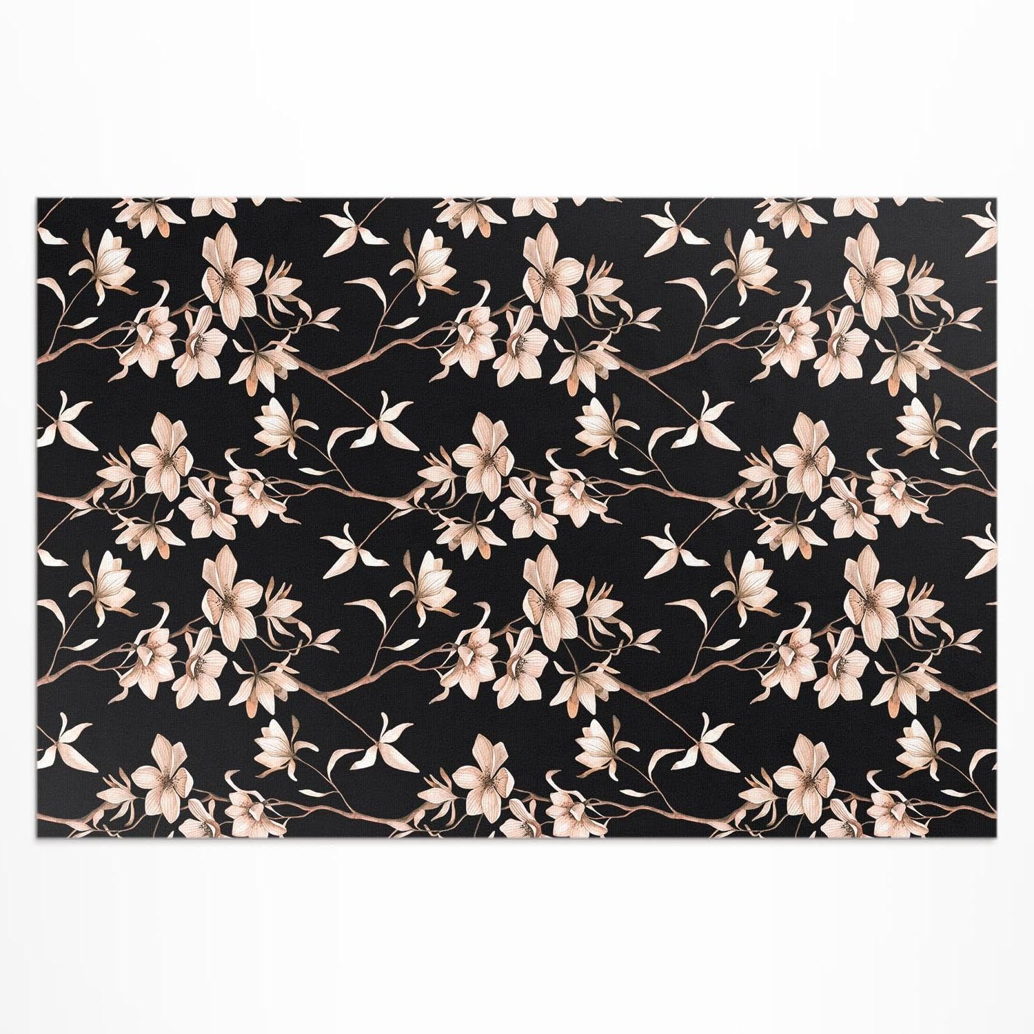 Tapis d'extérieur 140x210 cm rectangulaire en PVC motif fleurs lumineuses