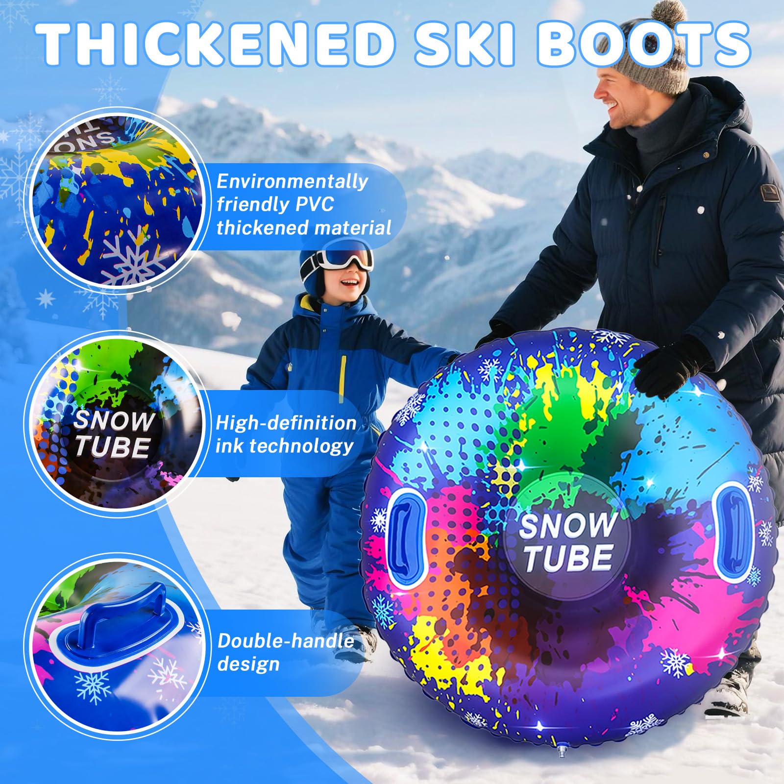 Sneeuwband Donut PVC 80 Cm Winter Speelgoed Sleeën Opblaasbare Sneeuwband / Slee - 80 Cm, PVC, Geschikt Tot 90 Kg, Voor Sneeuwplezier Veilige Opblaasbare Sneeuwglijbaan