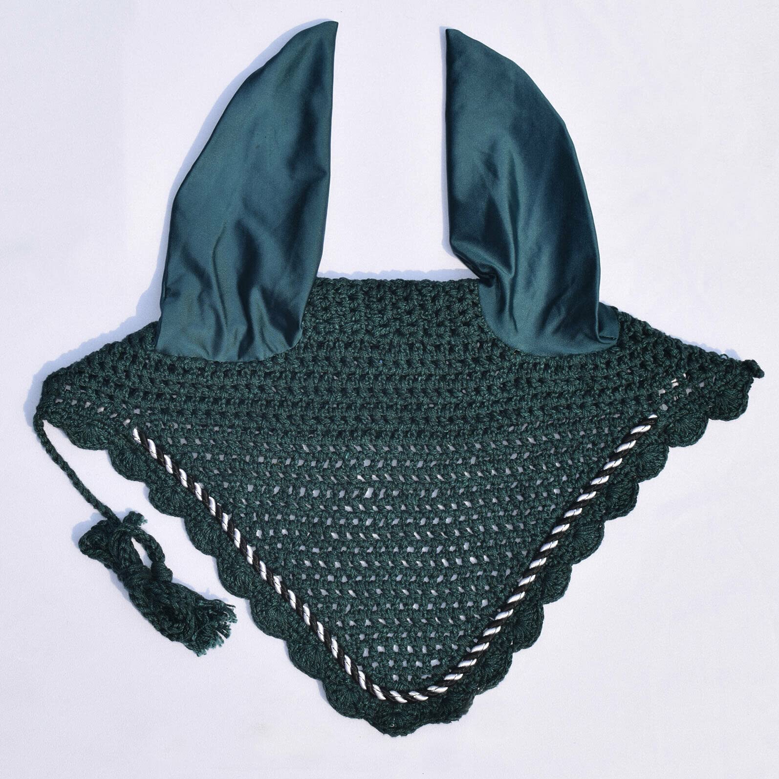 Horse Fly Veil Ear Bonnet/Hood Breathable MASK Single Cord (Ship from USA) (Full, Petrol)