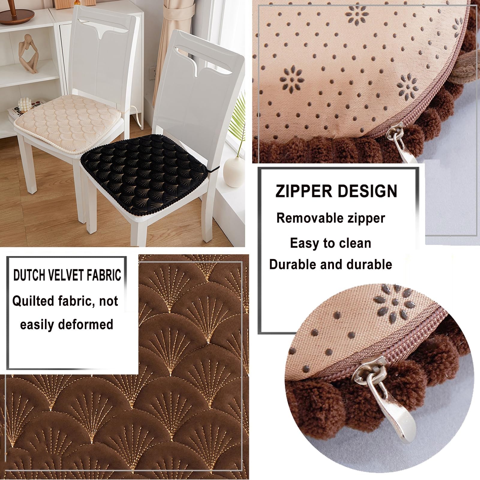 Cuscini per Sedia Cucina Set da 2 Pezzi, Esterno Giardino Coprisedie Lavabili con Laccetti, 45x43 cm Cuscini per Sedie da Interno Soggiorno Ufficio Poltrone Red2 Pack