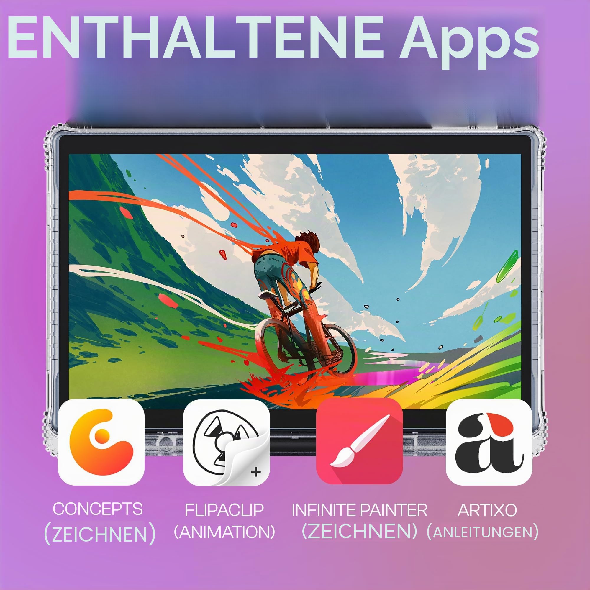 PicassoTab X14 Größtes Eigenständiges Zeichentablett • Kein Computer erforderlich, 14" Display, Stylus, PRO Zeichen Apps & Tutorials Inklusive • Tragbares Grafiktablett für Digitale Künstler •X14