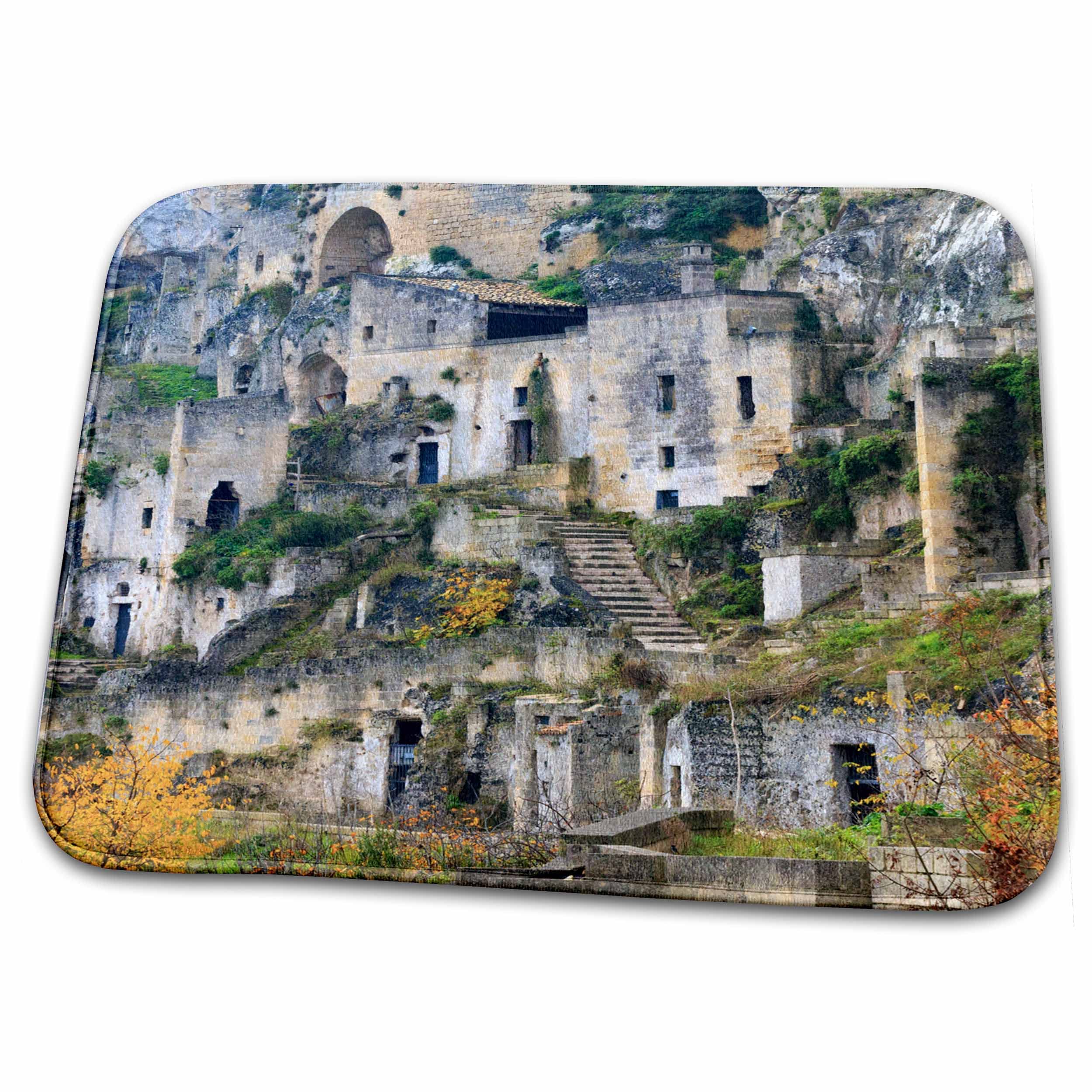 3dRoseBathroom Bath Rug Mat - Southern Italy, Basilicata, Canyon Carved by Gravina. Sasso Caveoso. Cityscapes